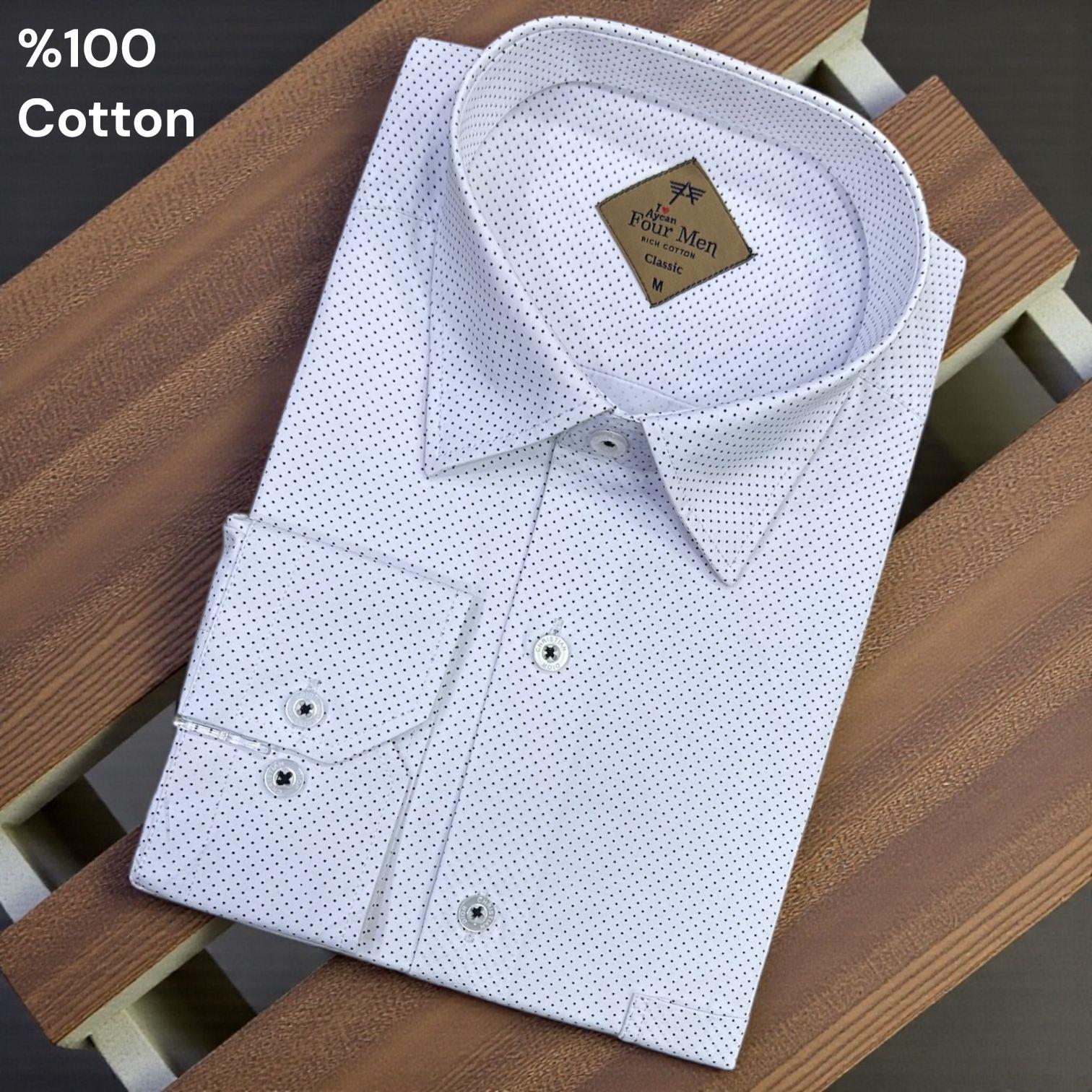 Klasik %100 Cotton Uzun Kollu Terletmeyen 4 Mevsim Gömlek (Regular Kalıp)