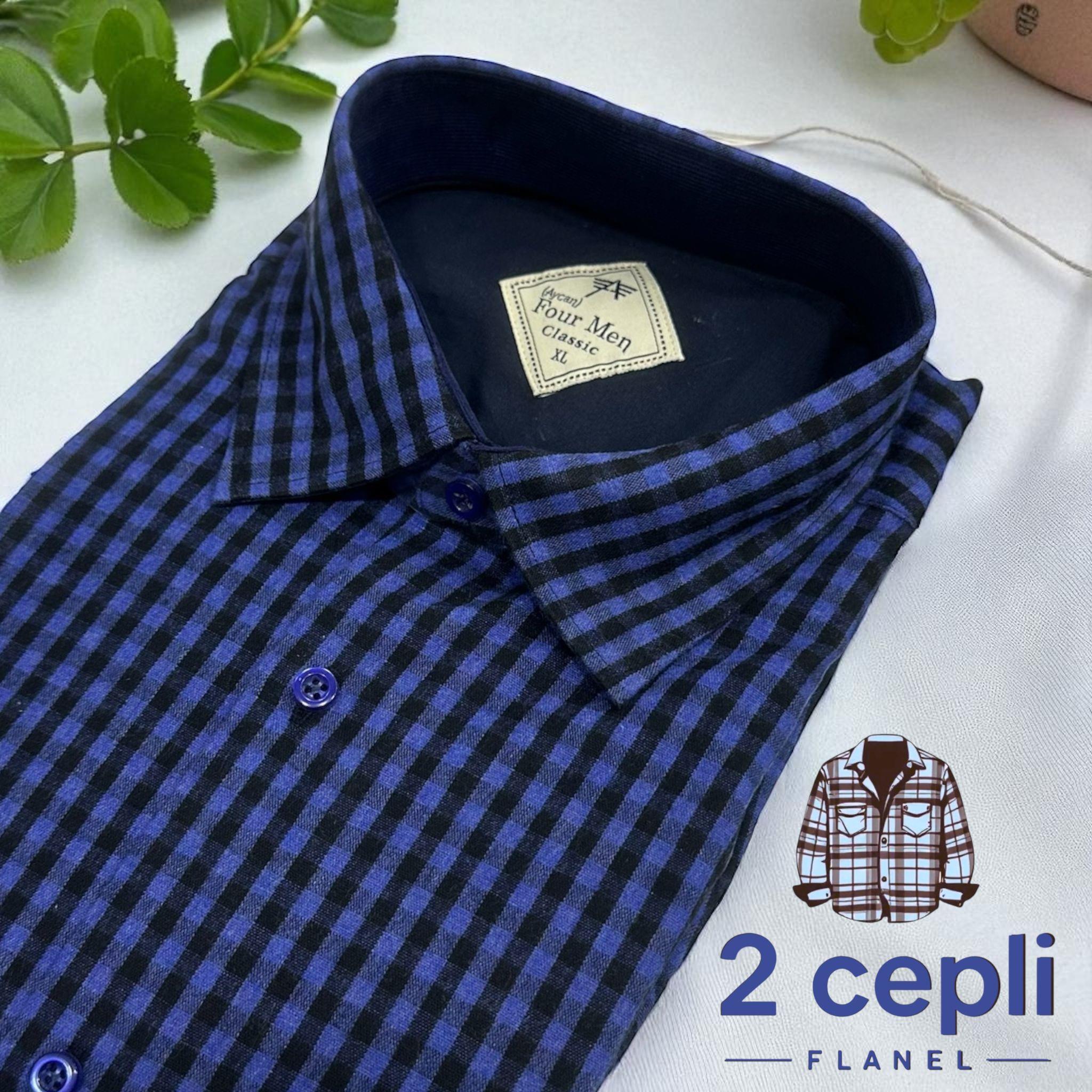 Klasik %100 Cotton Uzun Kollu Terletmeyen Kışlık Flanel Terletmeyen Gömlek (Regular Kalıp)