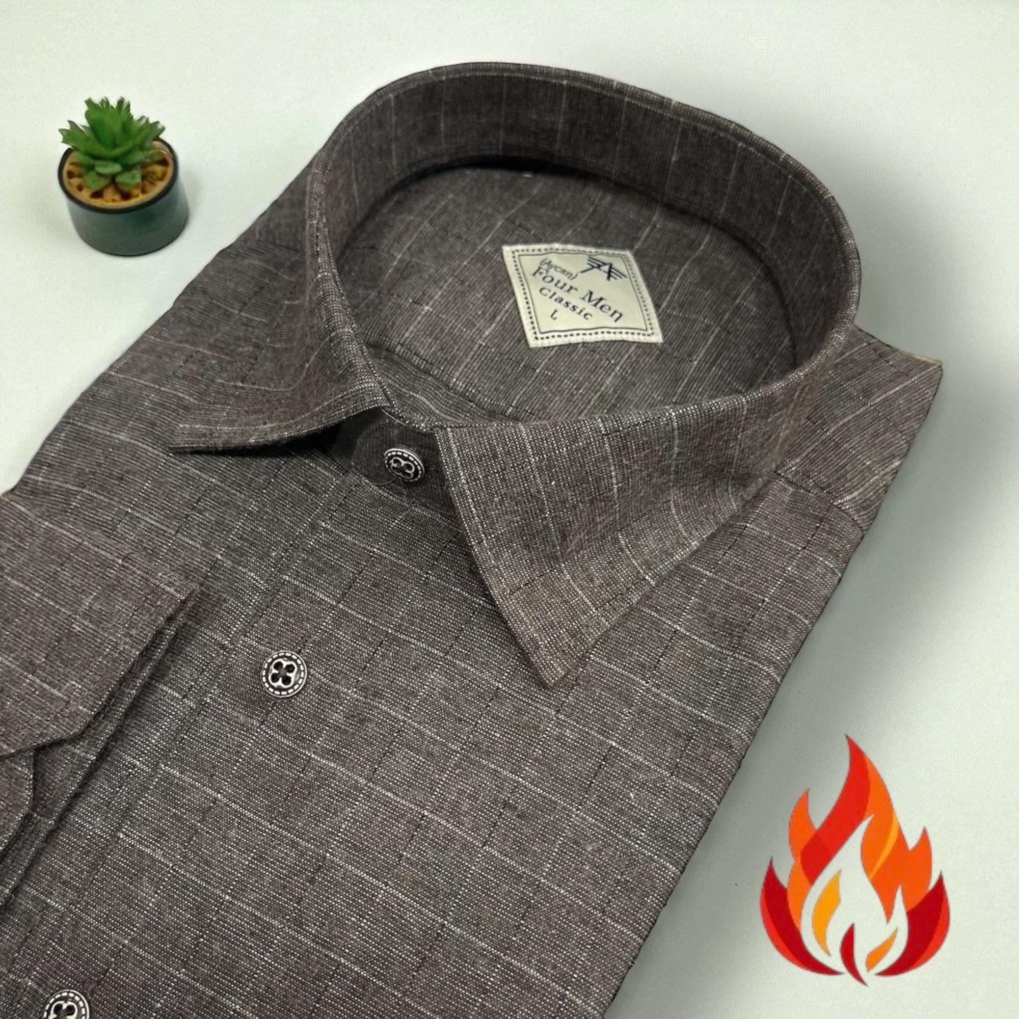 Klasik %100 Cotton Uzun Kollu Terletmeyen Kışlık Flanel Terletmeyen Tek Cepli Gömlek (Regular Kalıp)