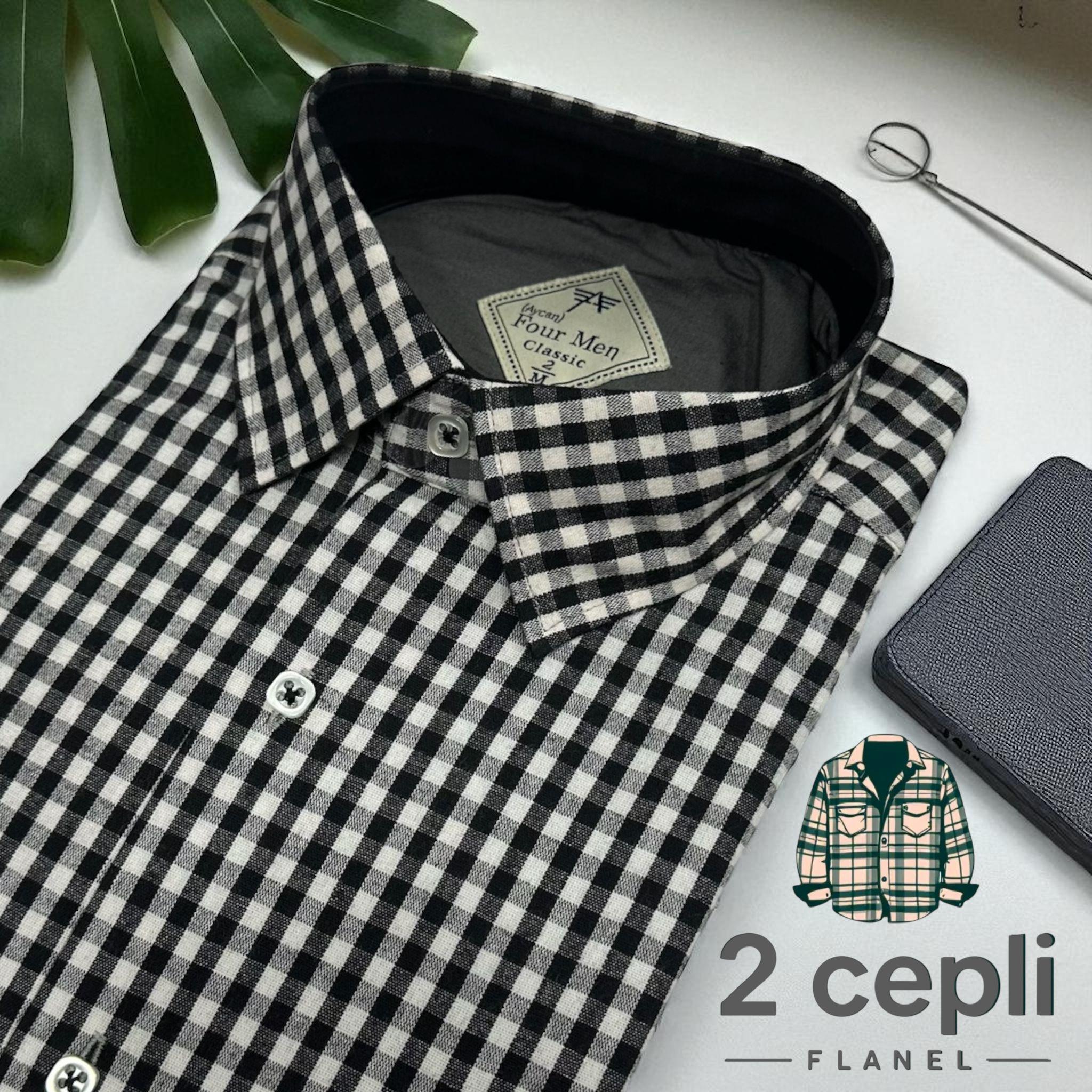 Klasik %100 Cotton Uzun Kollu Terletmeyen Kışlık Flanel Terletmeyen Gömlek (Regular Kalıp)