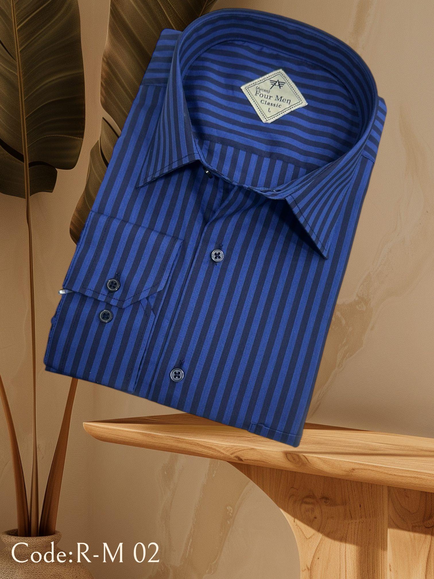 Klasik %100 Cotton Uzun Kollu Terletmeyen Kışlık Flanel 2 Çizgili Süler Gömlek (Regular Kalıp)
