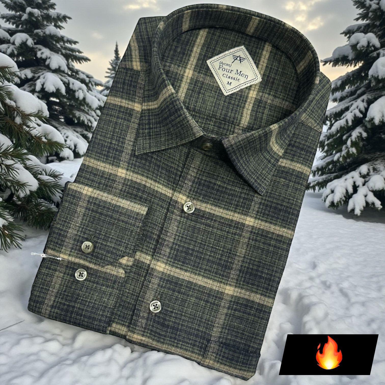 Klasik %100 Cotton Uzun Kollu Terletmeyen Kışlık Flanel Gömlek (Regular Kalıp)