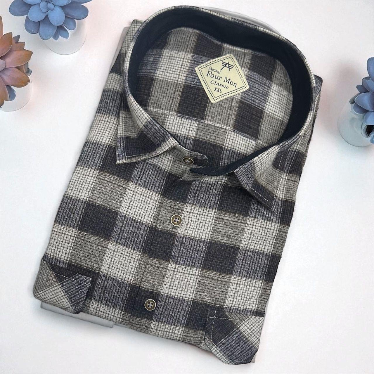 Klasik %100 Cotton Uzun Kollu Terletmeyen Kışlık Flanel Kumaş Çok Renk Gömlek (Regular Kalıp)