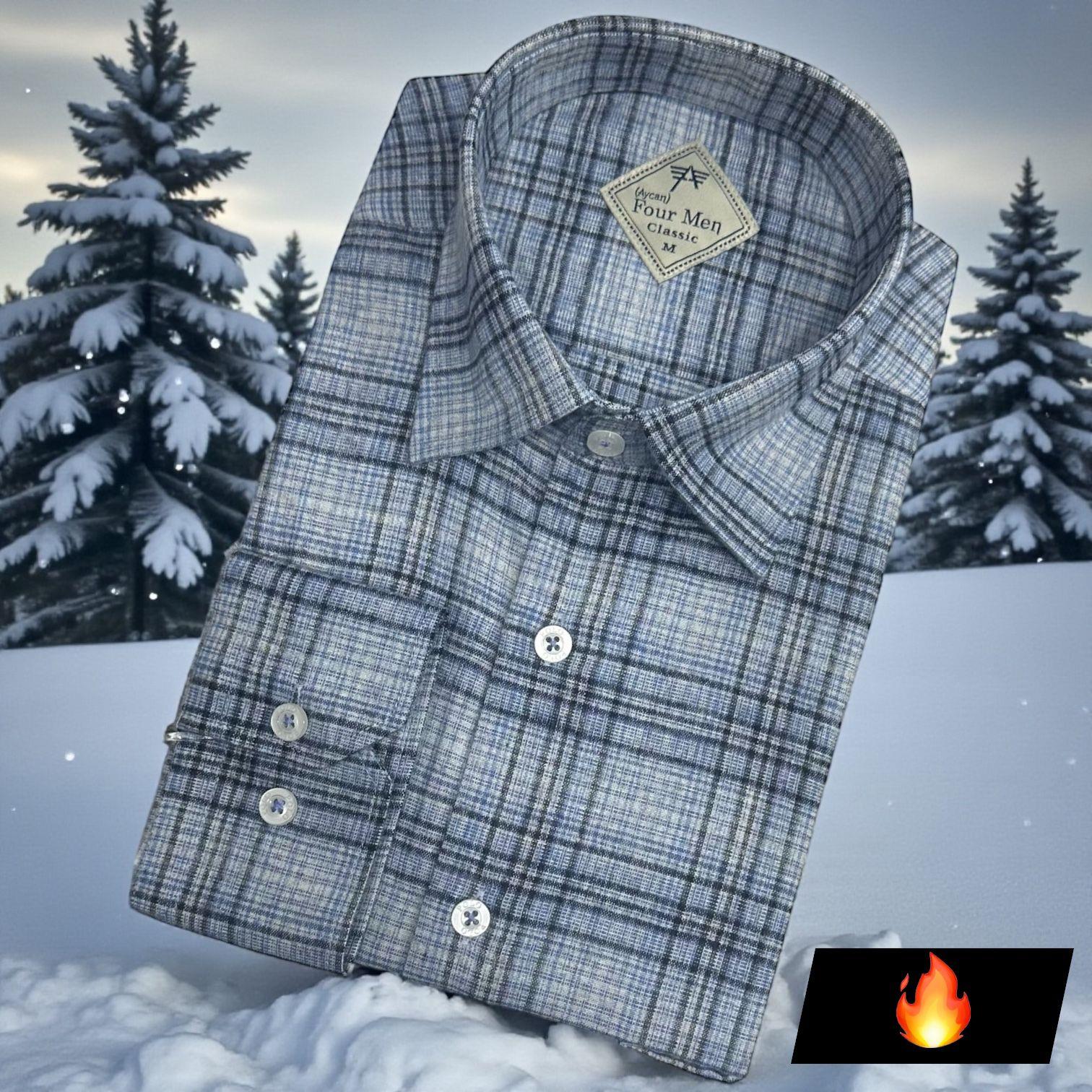 Klasik %100 Cotton Uzun Kollu Terletmeyen Kışlık Flanel Gömlek (Regular Kalıp)