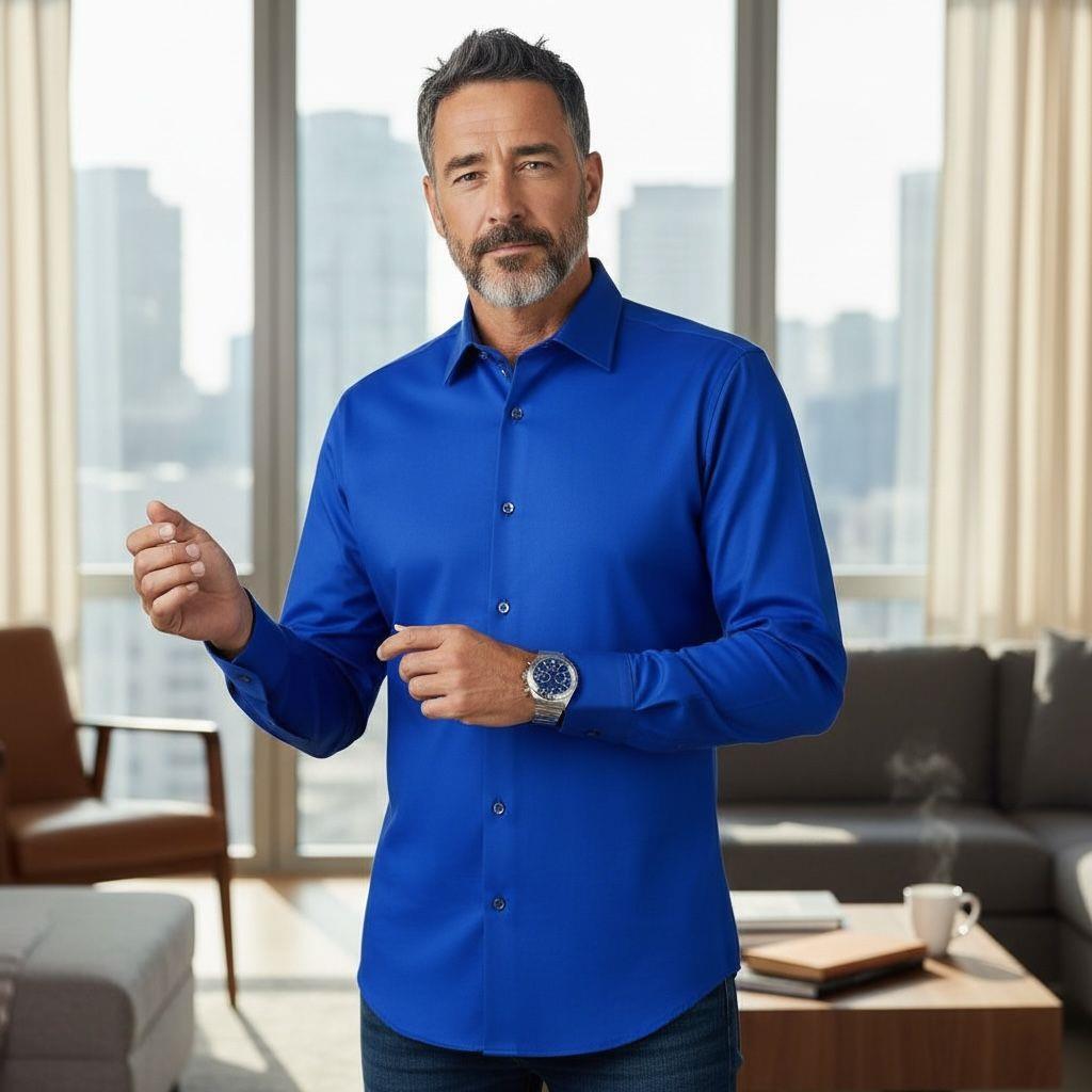 Klasik %100 Cotton Uzun Kollu Terletmeyen Kışlık Gömlek (Slim Fit Kalıp)