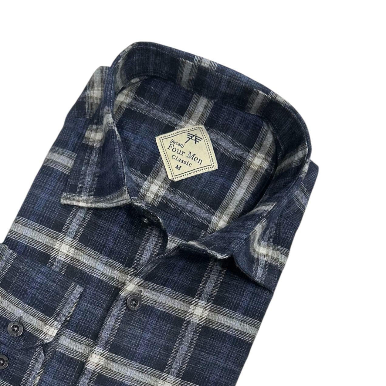 Klasik %100 Cotton Uzun Kollu Terletmeyen Kışlık Flanel Kumaş Kahverengi Gömlek (Regular Kalıp)