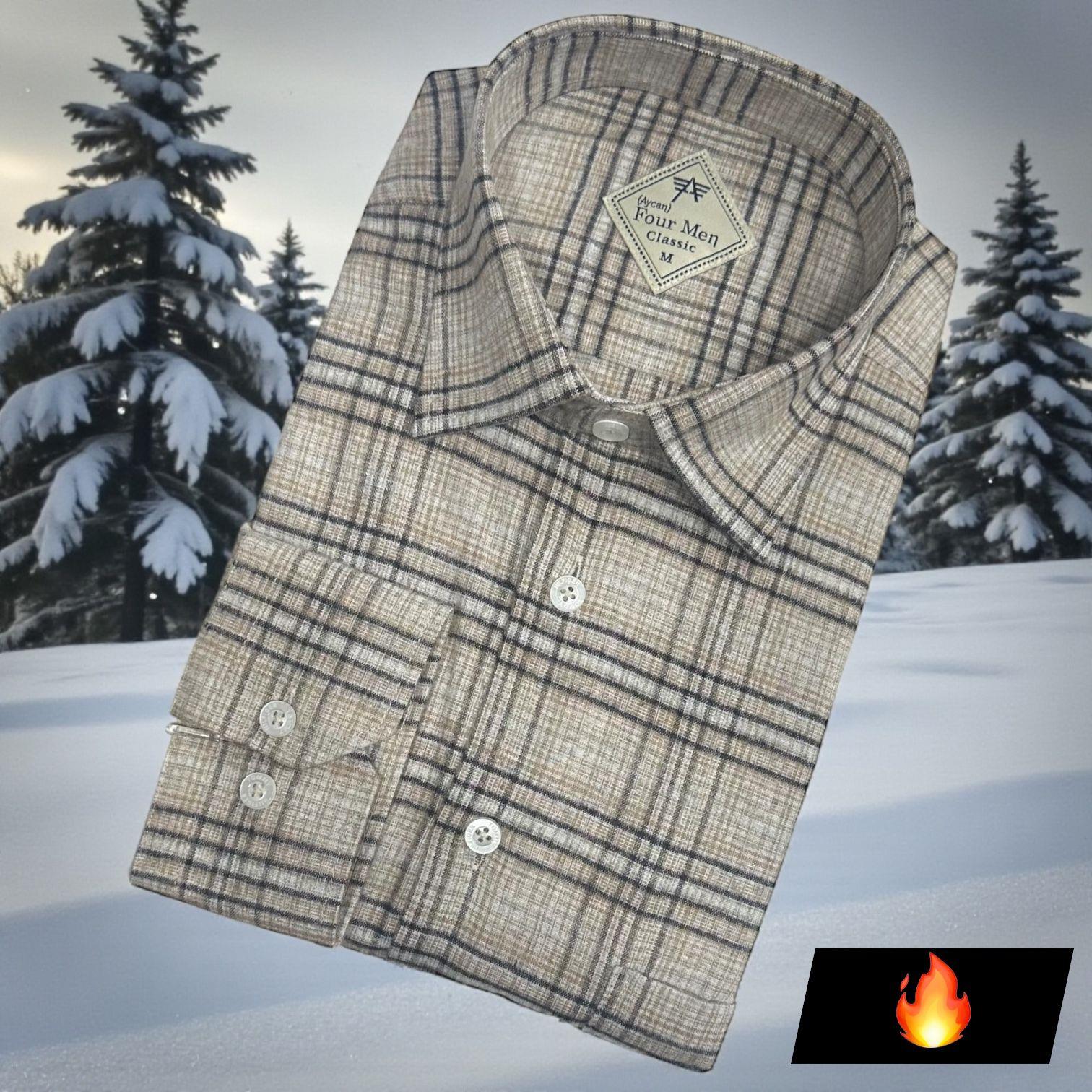 Klasik %100 Cotton Uzun Kollu Terletmeyen Kışlık Flanel Gömlek (Regular Kalıp)