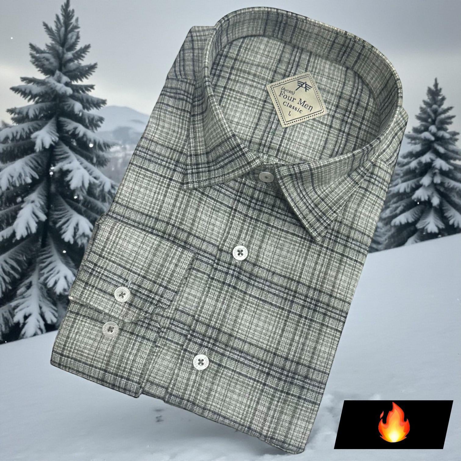 Klasik %100 Cotton Uzun Kollu Terletmeyen Kışlık Flanel Gömlek (Regular Kalıp)