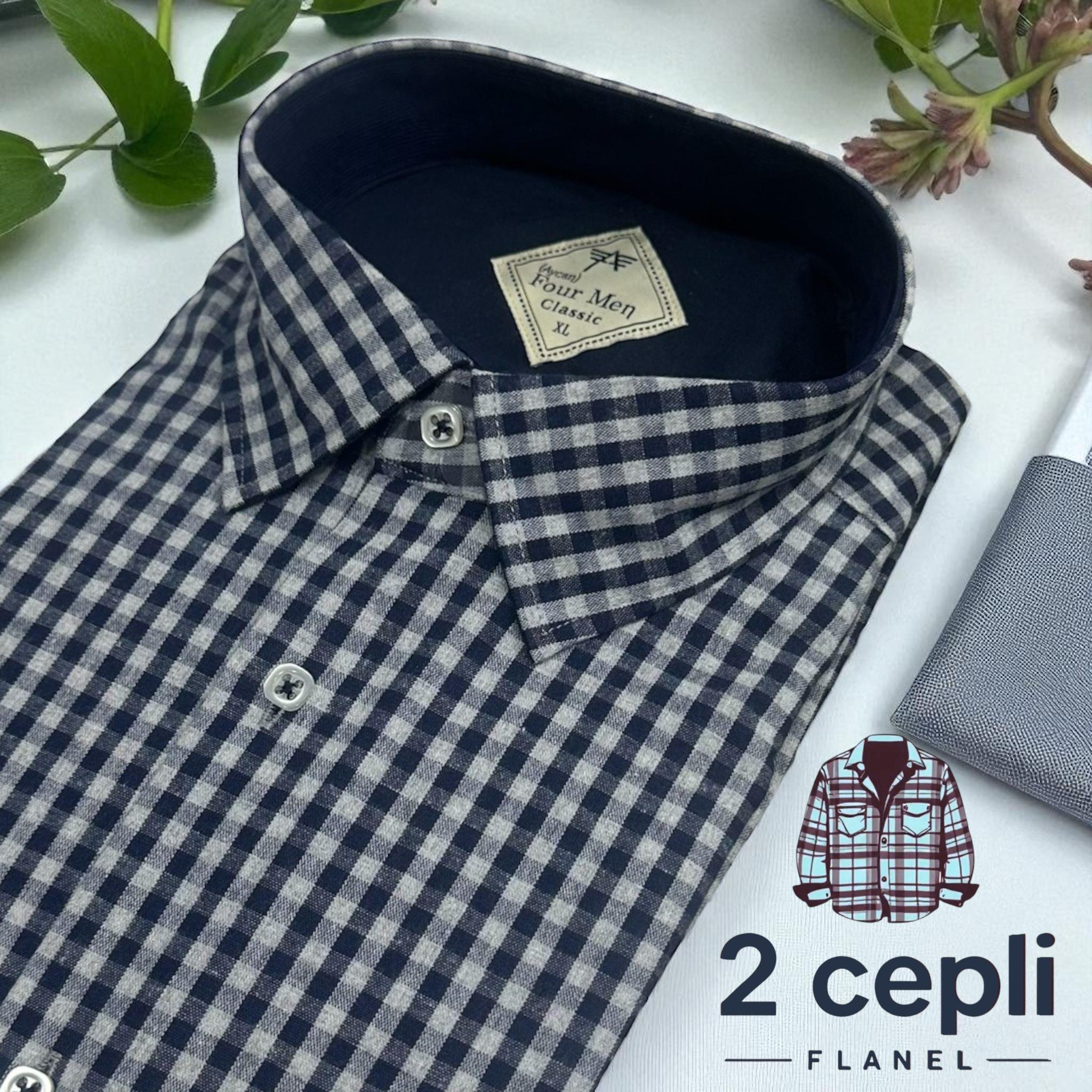 Klasik %100 Cotton Uzun Kollu Terletmeyen Kışlık Flanel Terletmeyen Gömlek (Regular Kalıp)