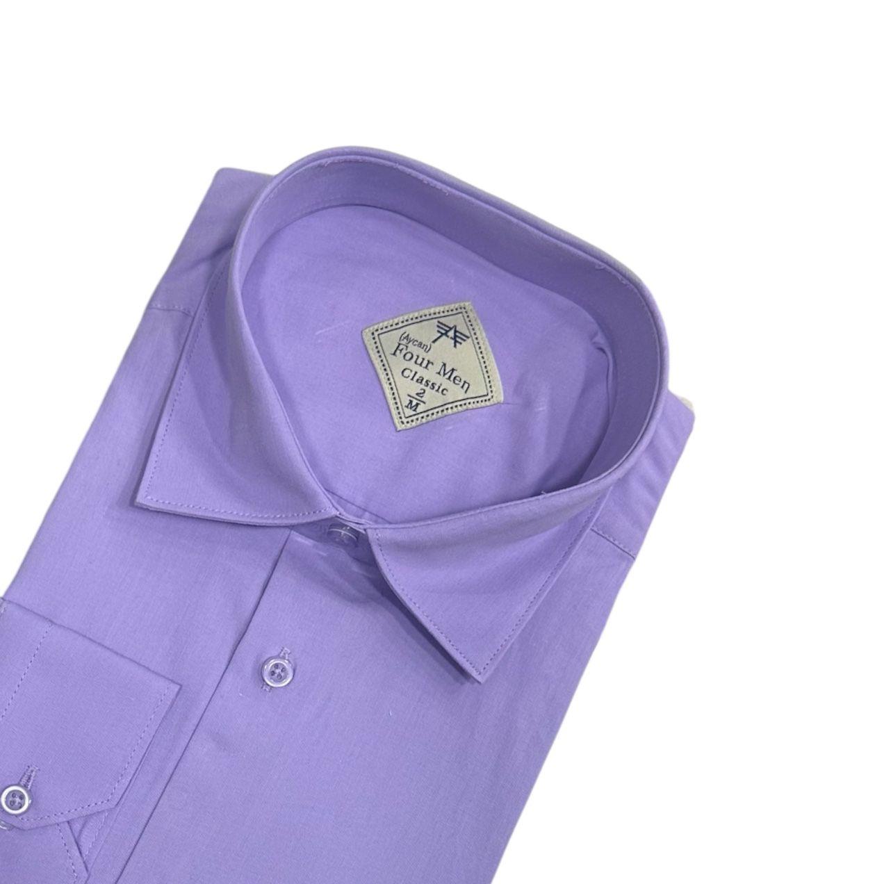 Klasik %100 Cotton Uzun Kollu Terletmeyen Kışlık Flanel Kumaş Mor Gömlek (Regular Kalıp)