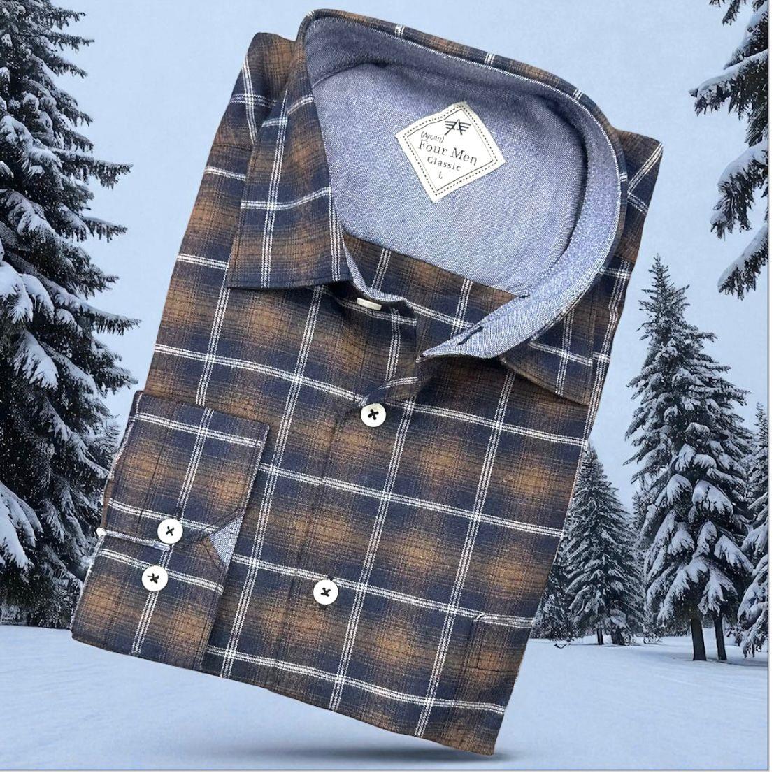 Klasik %100 Cotton Uzun Kollu Terletmeyen Kışlık Flanel Kumaş Çok Renkli Gömlek (Regular Kalıp)