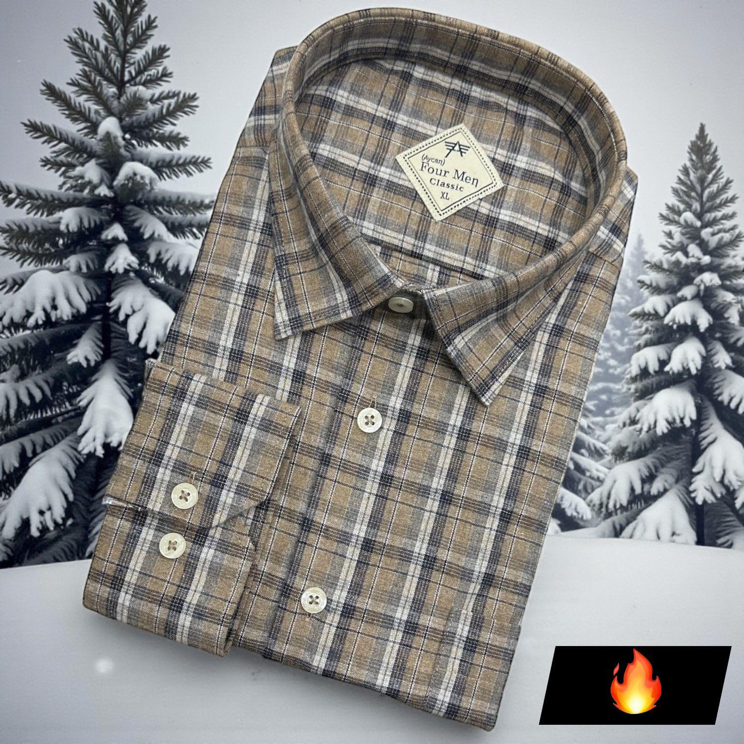 Klasik %100 Cotton Uzun Kollu Terletmeyen Kışlık Flanel Gömlek (Regular Kalıp)