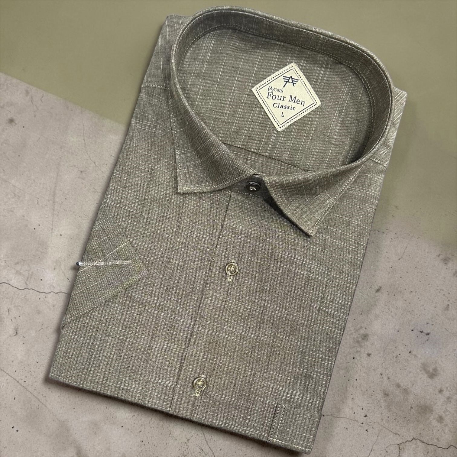 Linen Keten Klasik %100 Cotton Kısa Kollu Terletmeyen Gömlek 