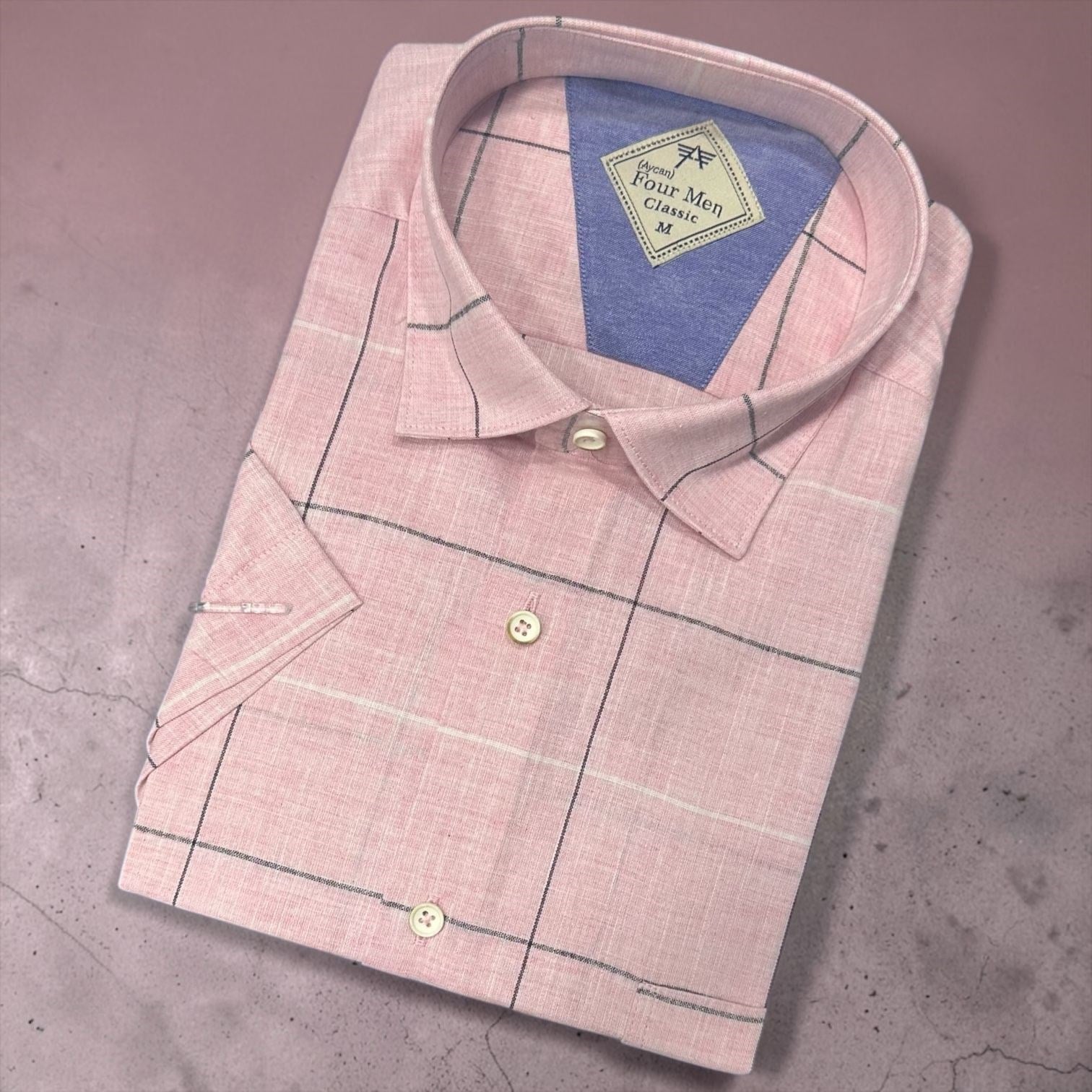 Linen Keten Klasik %100 Cotton Kısa Kollu Terletmeyen Gömlek 