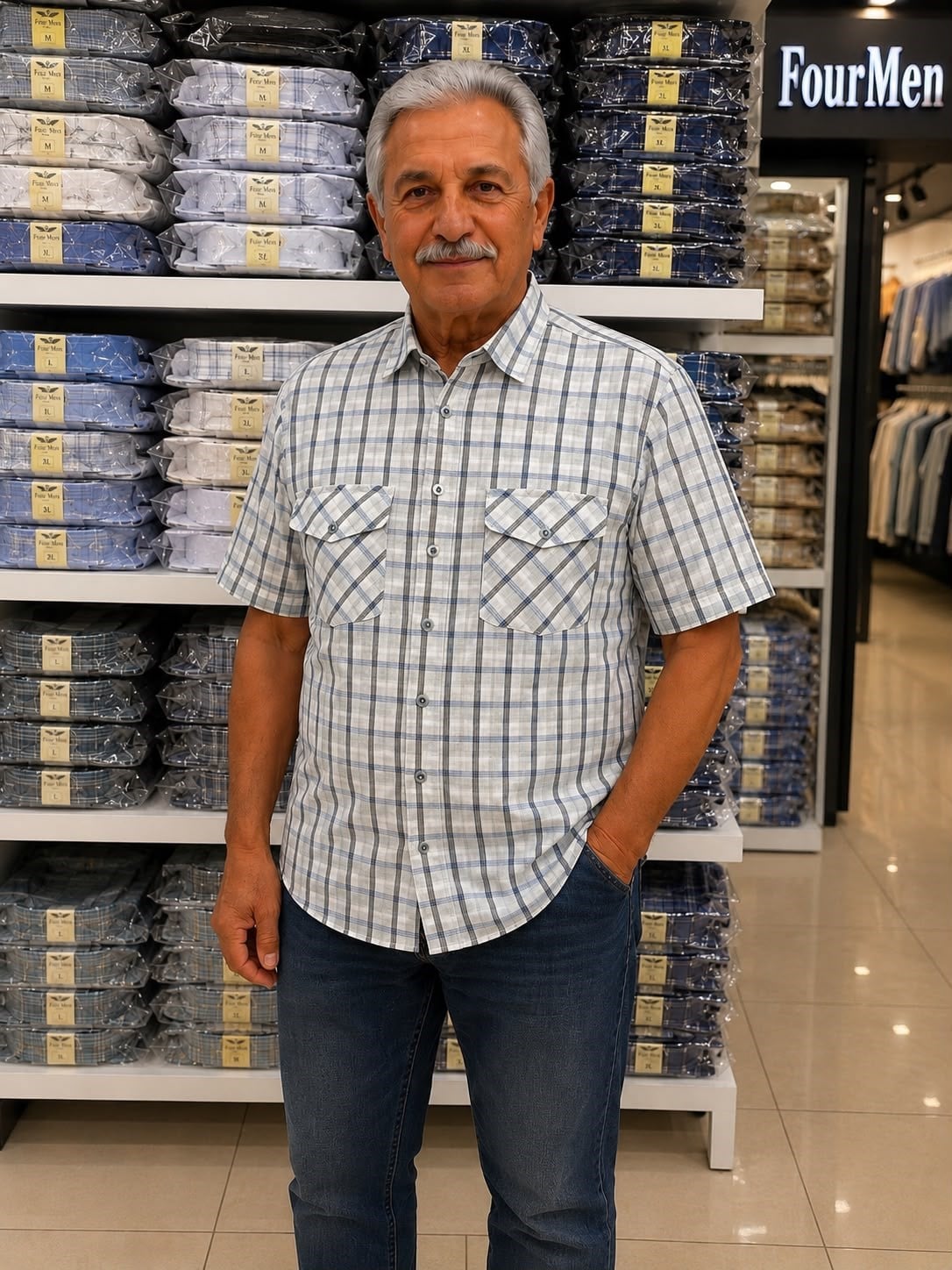 Linen Keten Klasik %100 Cotton Kısa Kollu Çift Cepli Terletmeyen Gömlek 