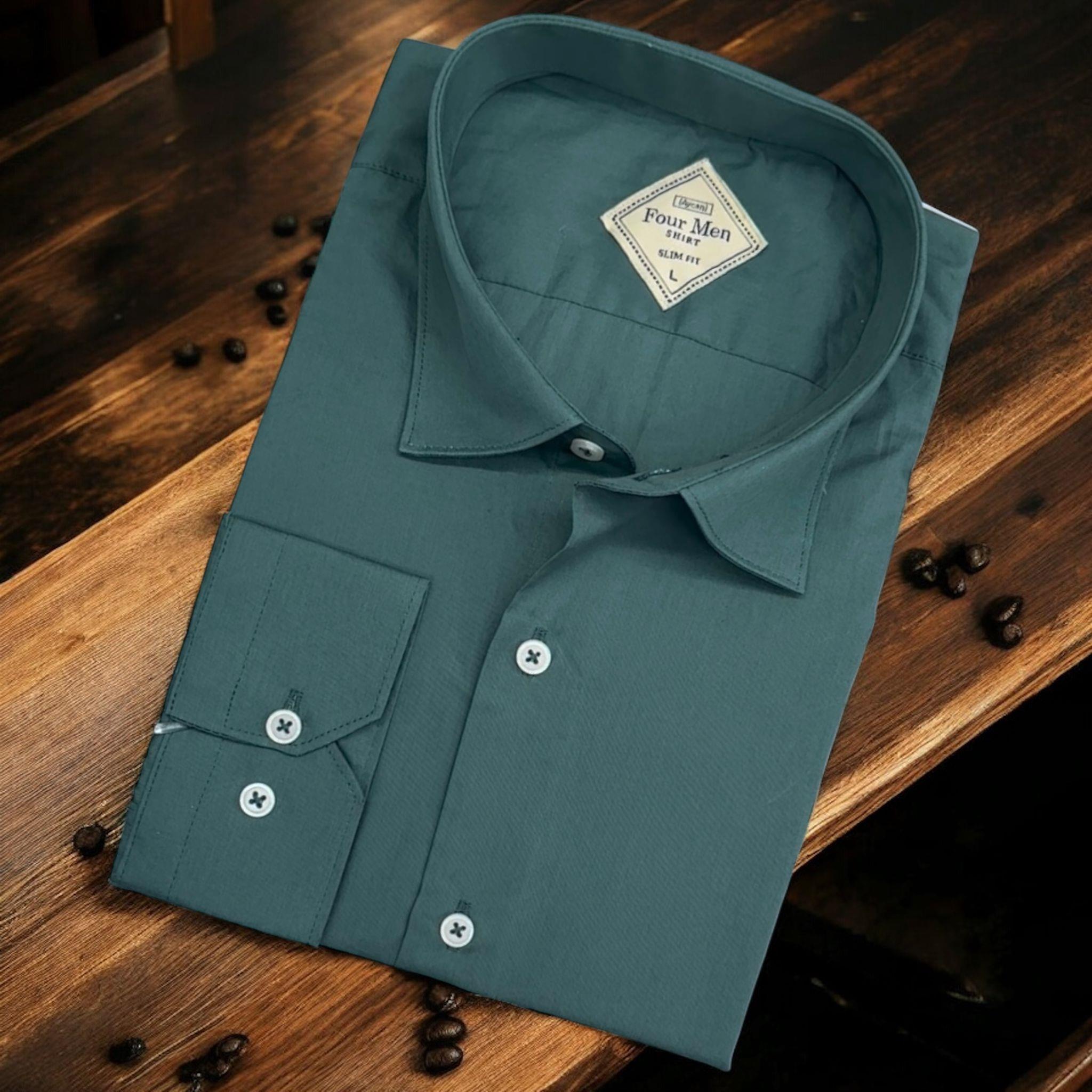 Linen Keten Klasik %100 Cotton Uzun Kollu Slim-Fit  Terletmeyen Tek Cepli Kapaklı Füme Gömlek (Regular Kalıp)