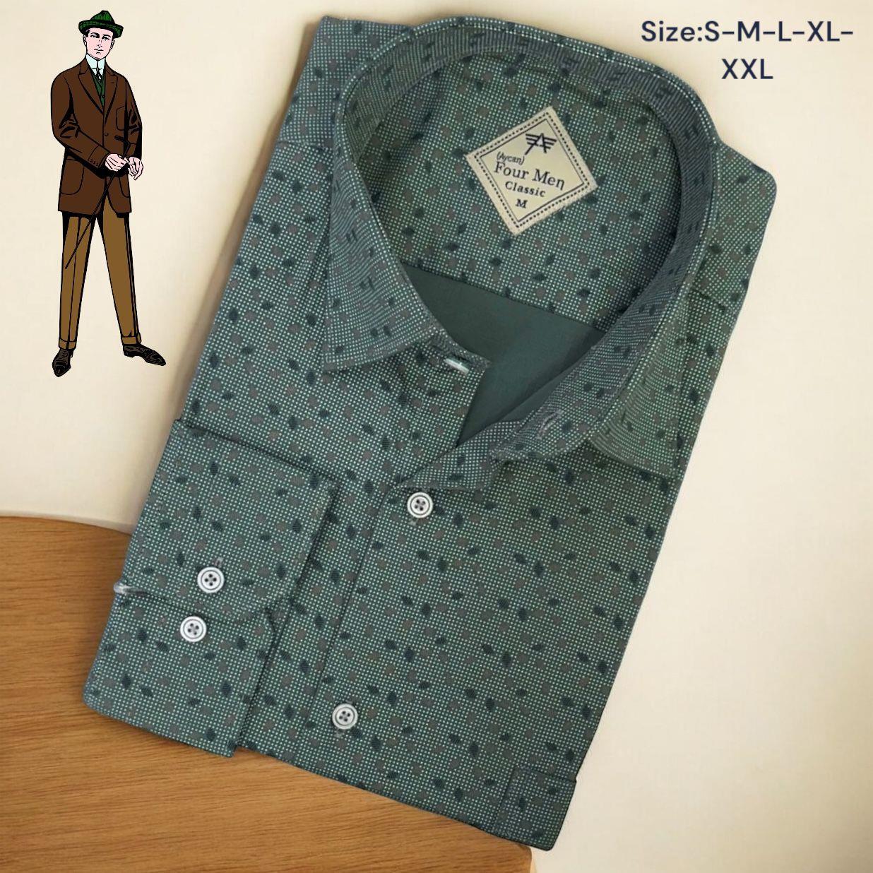Linen Keten Klasik %100 Cotton Uzun Kollu Terletmeyen Tek Cepli Kapaklı Yeşil Gömlek (Regular Kalıp)