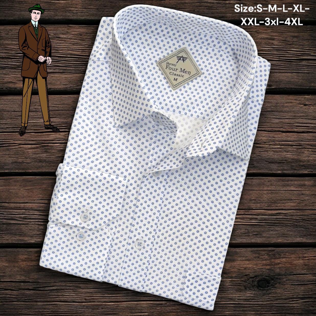 Linen Keten Klasik %100 Cotton Uzun Kollu Terletmeyen Tek Cepli Kapaklı Beyaz Gömlek (Regular Kalıp)