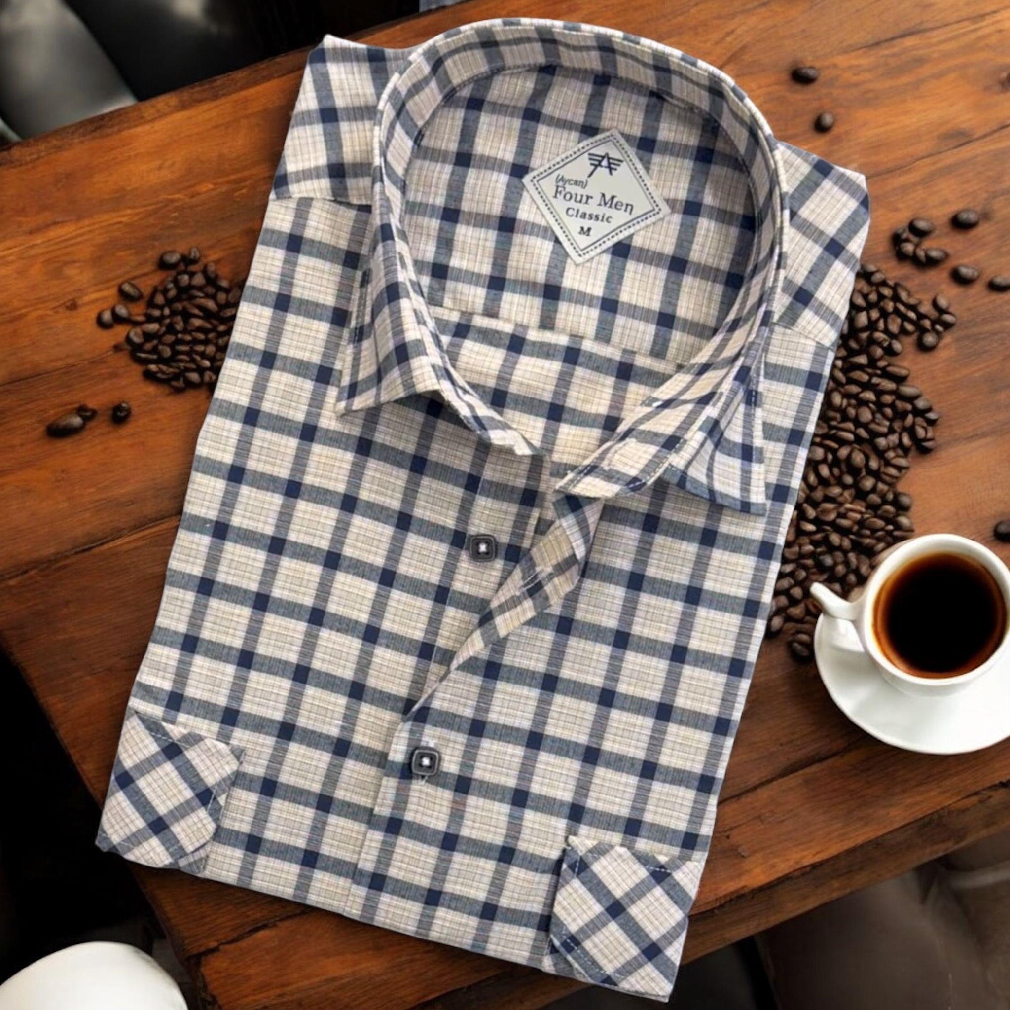 Linen Keten Klasik %100 Cotton Uzun Kollu Terletmeyen İki Cepli Kapaklı Krem Gömlek (Regular Kalıp)