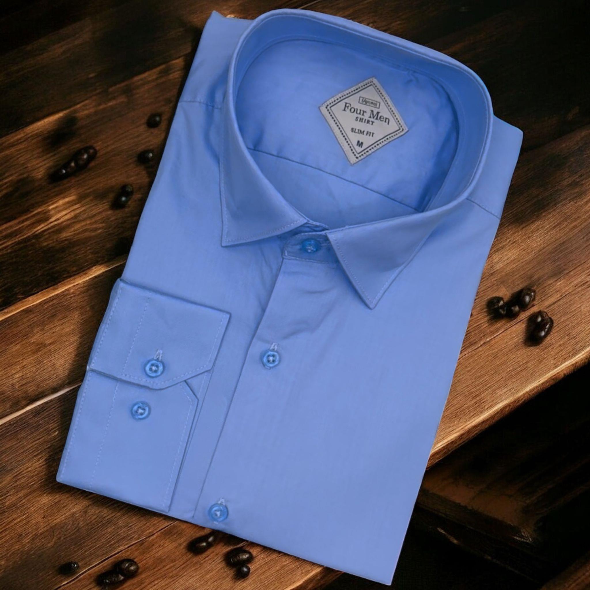 Linen Keten Klasik %100 Cotton Uzun Kollu Terletmeyen Mavi Gömlek (Regular Kalıp)