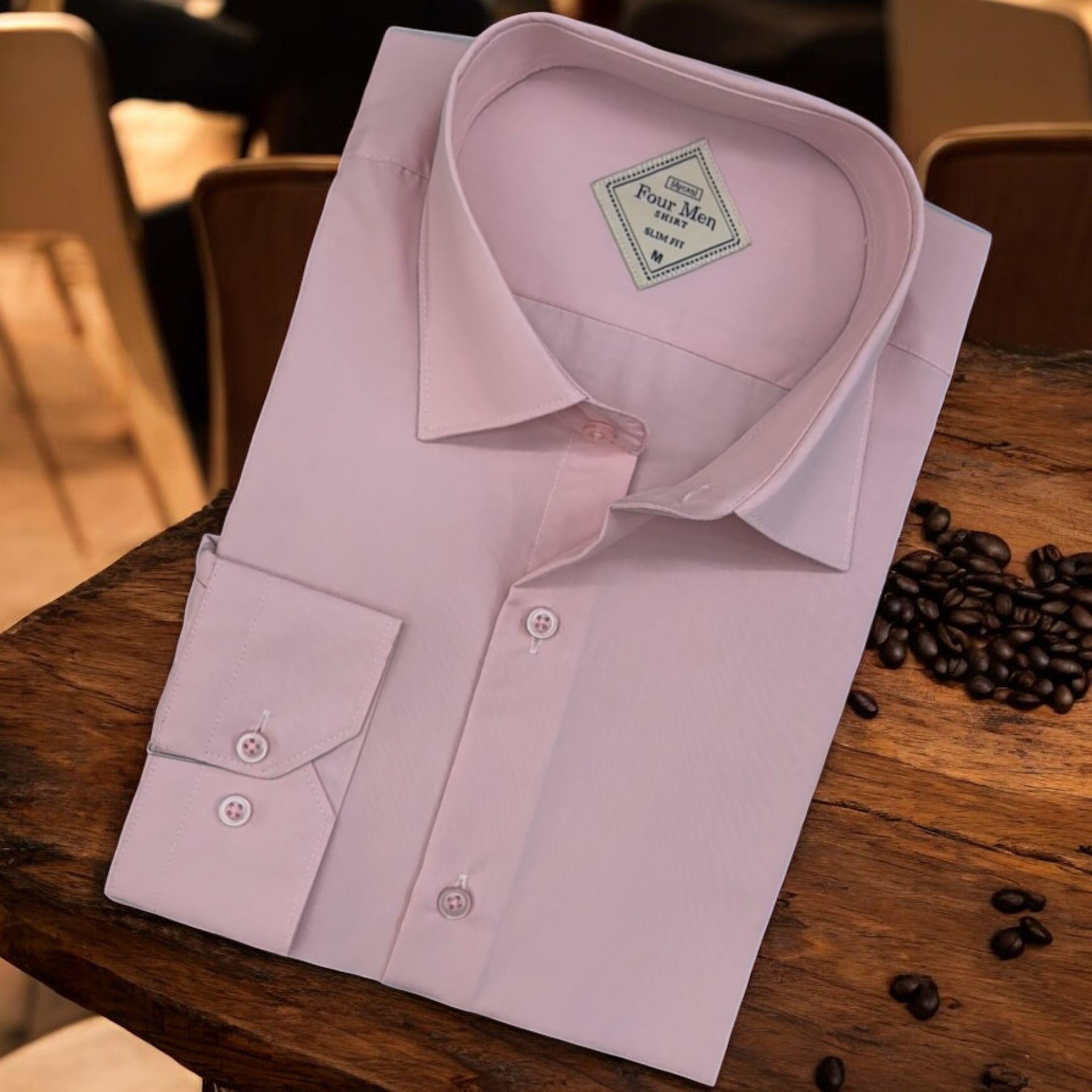 Linen Keten Klasik %100 Cotton Uzun Kollu Terletmeyen Tek Cepli Kapaklı Pembe Gömlek (Regular Kalıp)