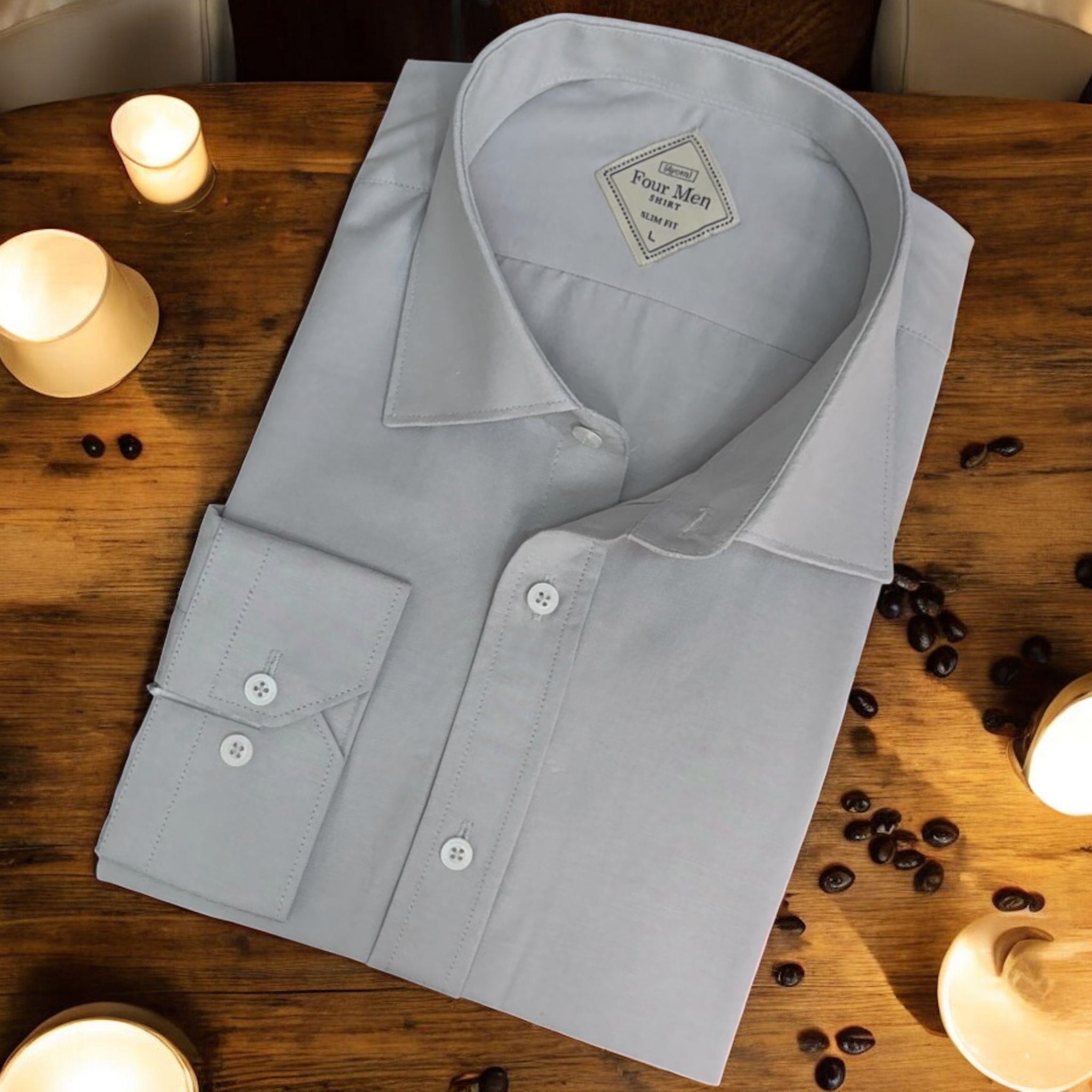 Linen Keten Klasik %100 Cotton Uzun Kollu Terletmeyen Tek Cepli Kapaklı Gri Gömlek (Regular Kalıp)