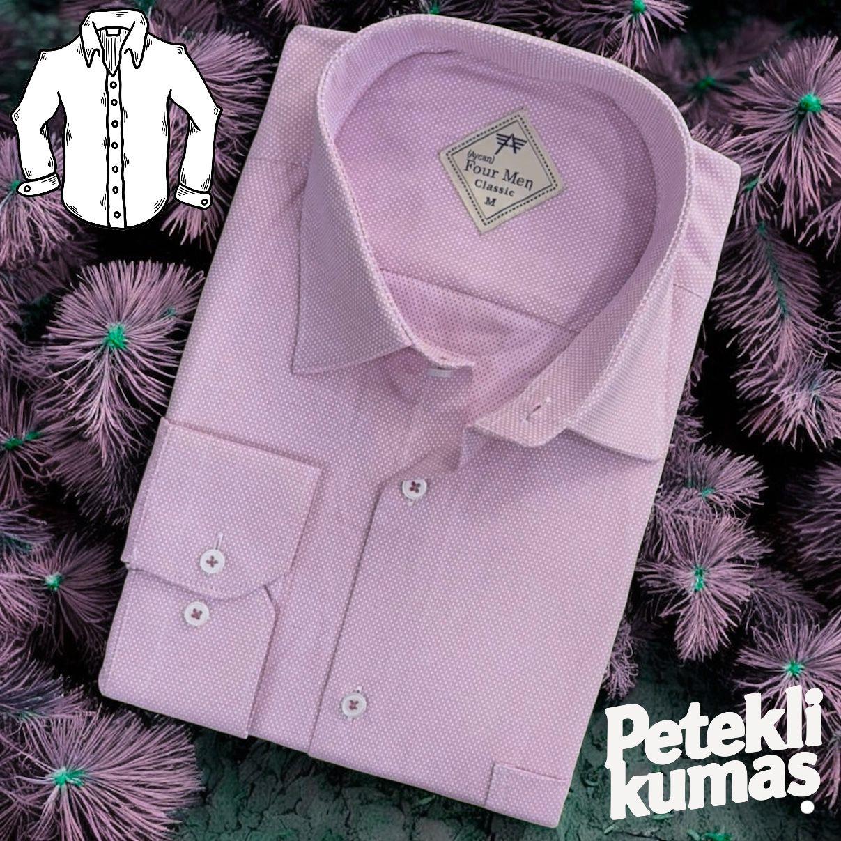 Linen Keten Klasik %100 Cotton Uzun Kollu Terletmeyen Tek Cepli Kapaklı Pembe Gömlek (Regular Kalıp)