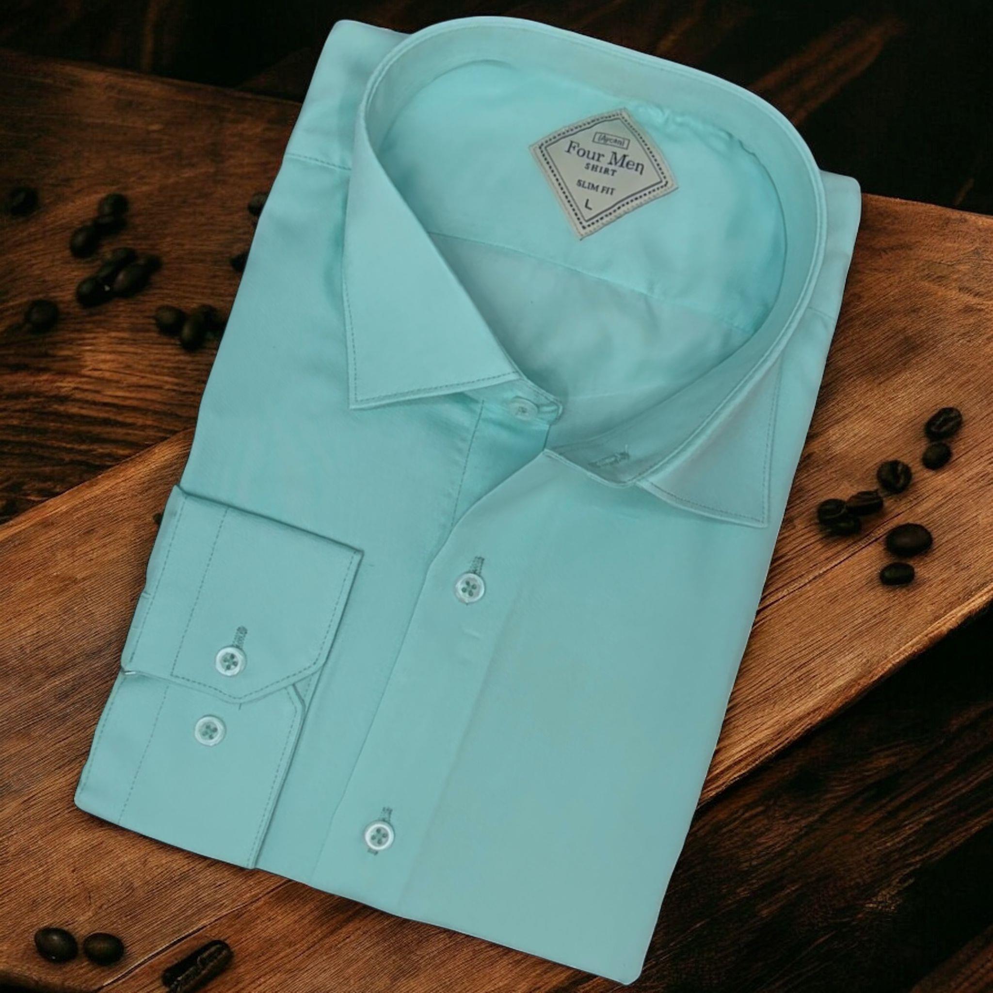 Linen Keten Klasik %100 Cotton Uzun Kollu Slim-Fit  Terletmeyen Mavi Gömlek (Regular Kalıp)