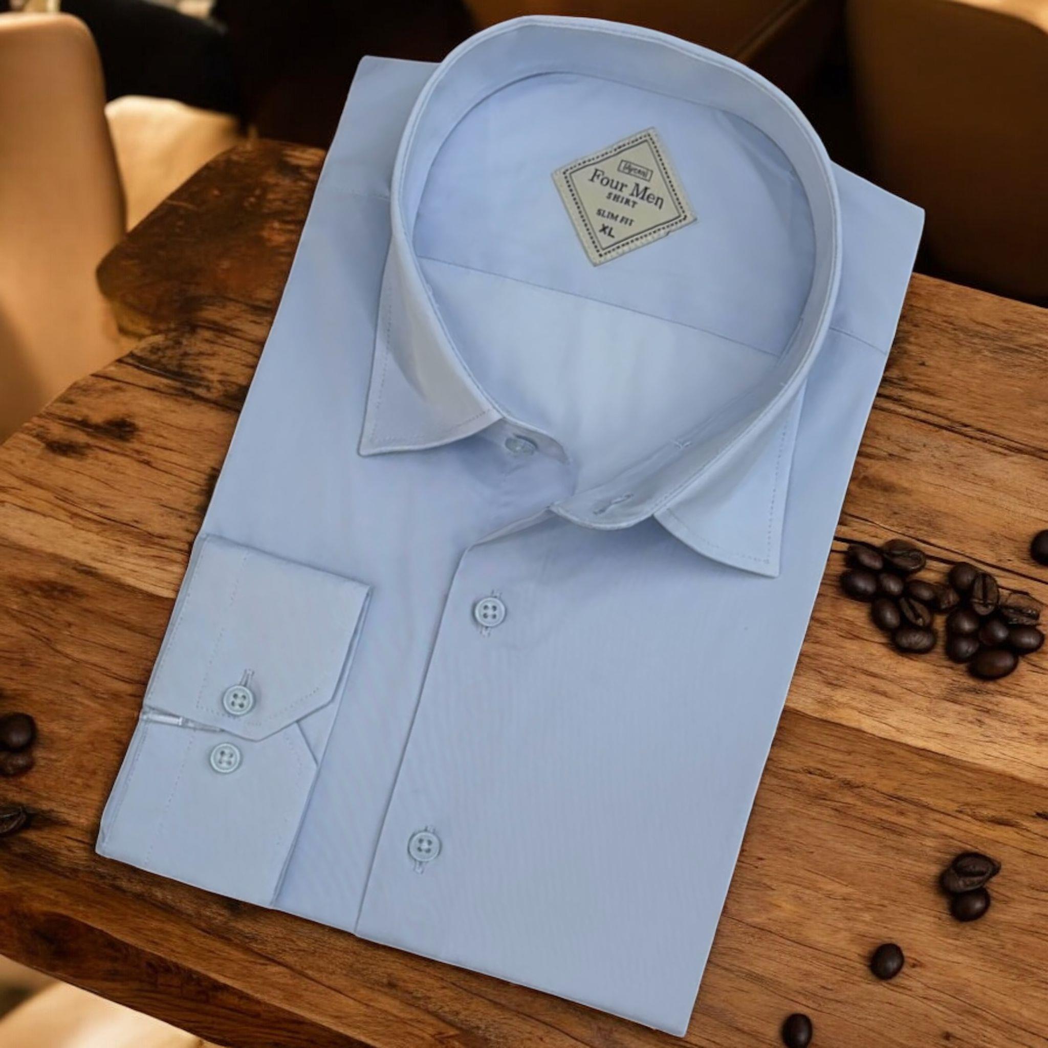 Linen Keten Klasik %100 Cotton Uzun Kollu Terletmeyen Tek Cepli Kapaklı Mavi Gömlek (Regular Kalıp)