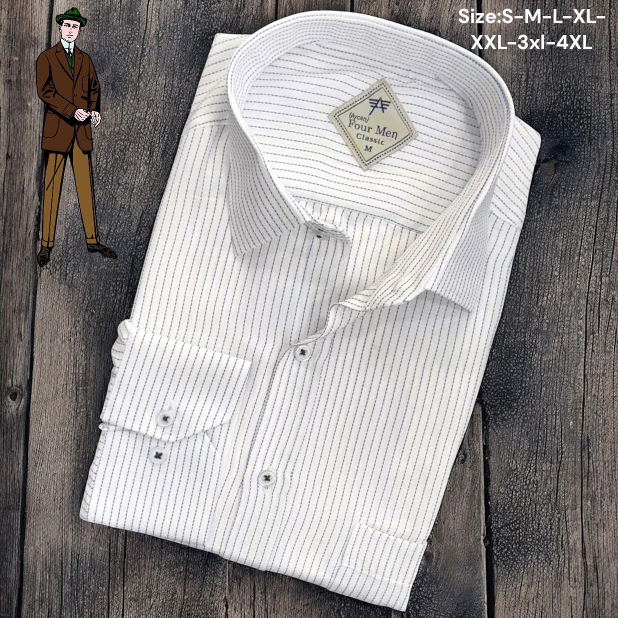 Linen Keten Klasik %100 Cotton Uzun Kollu Terletmeyen Tek Cepli Kapaklı Beyaz Gömlek (Regular Kalıp)
