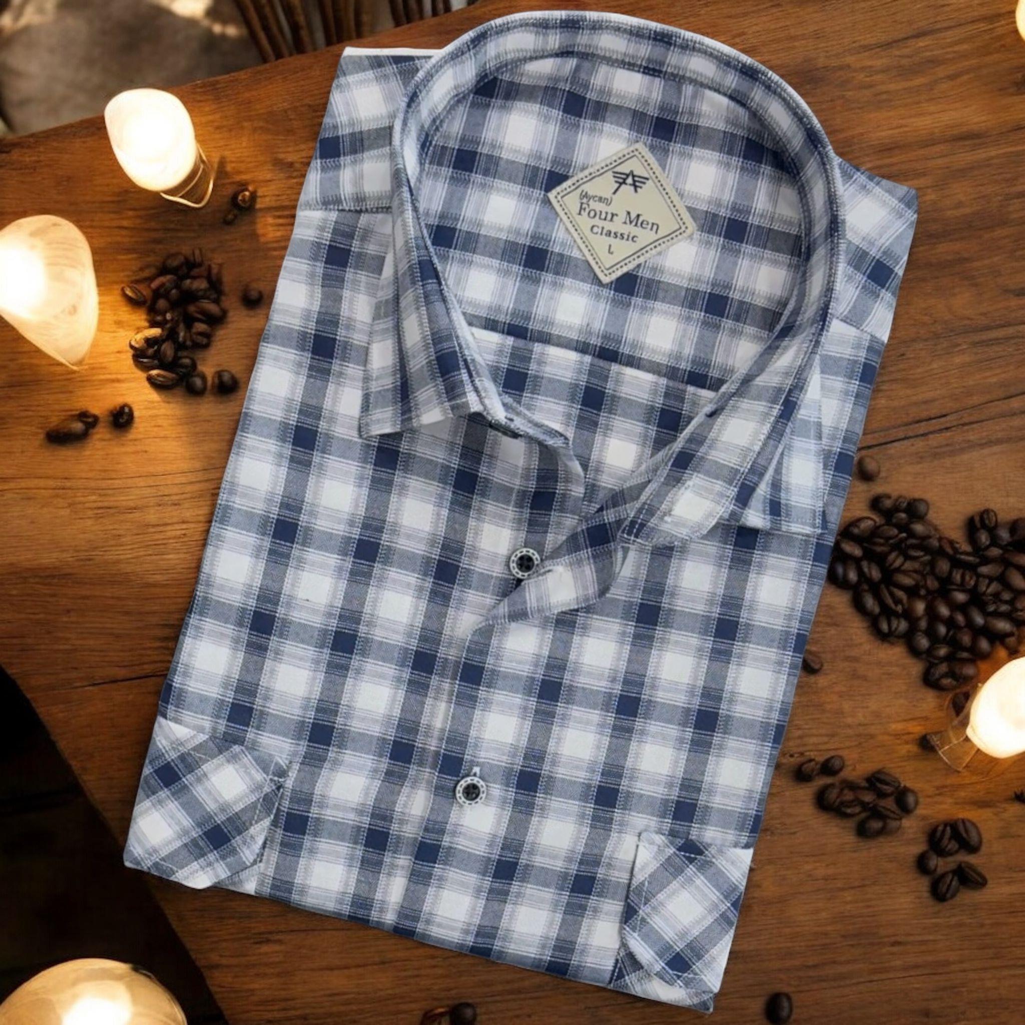Linen Keten Klasik Kısa Kollu İki Cepli Kapaklı Beyaz Baba Gömleği (Regular Kalıp)