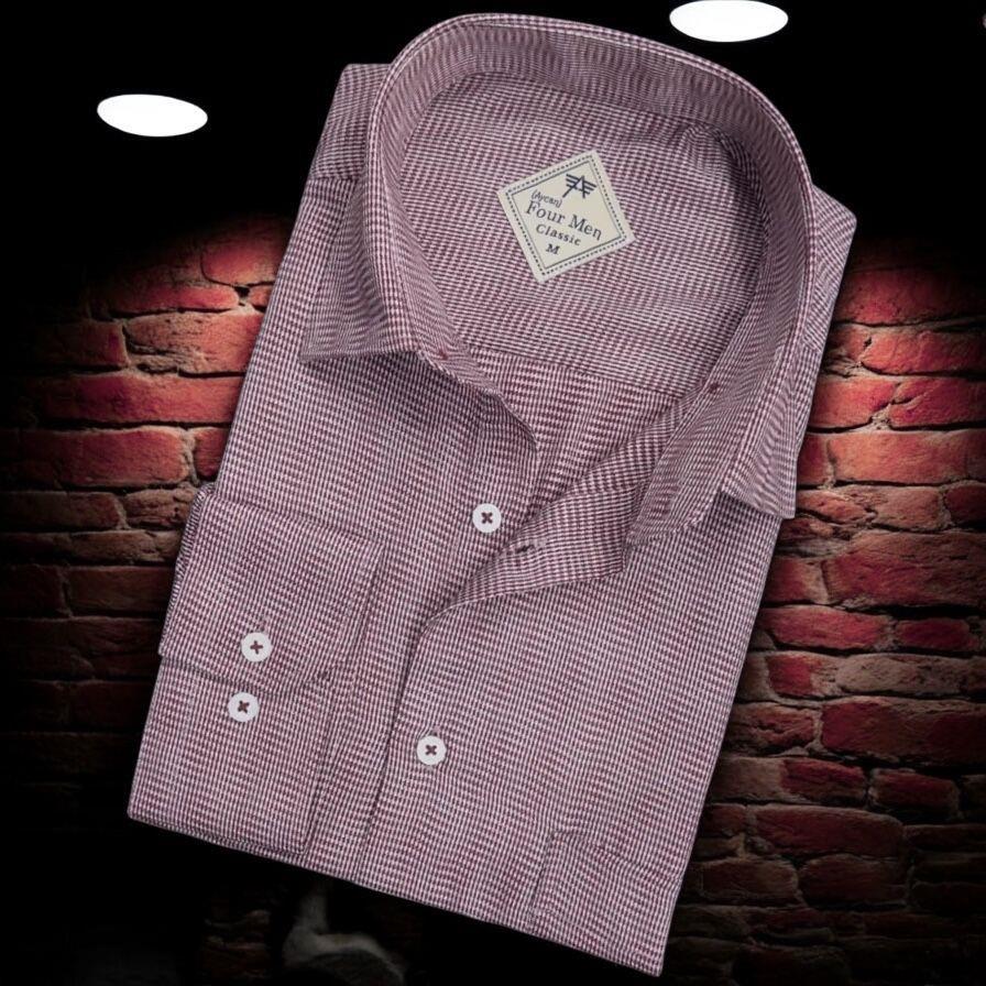 Linen Keten Klasik Uzun Kollu Bordo Erkek Gömlek (Regular Kalıp)
