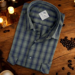 Linen Keten Klasik Uzun Kollu İki Cepli Kapaklı Mavi Baba Gömleği (Regular Kalıp)