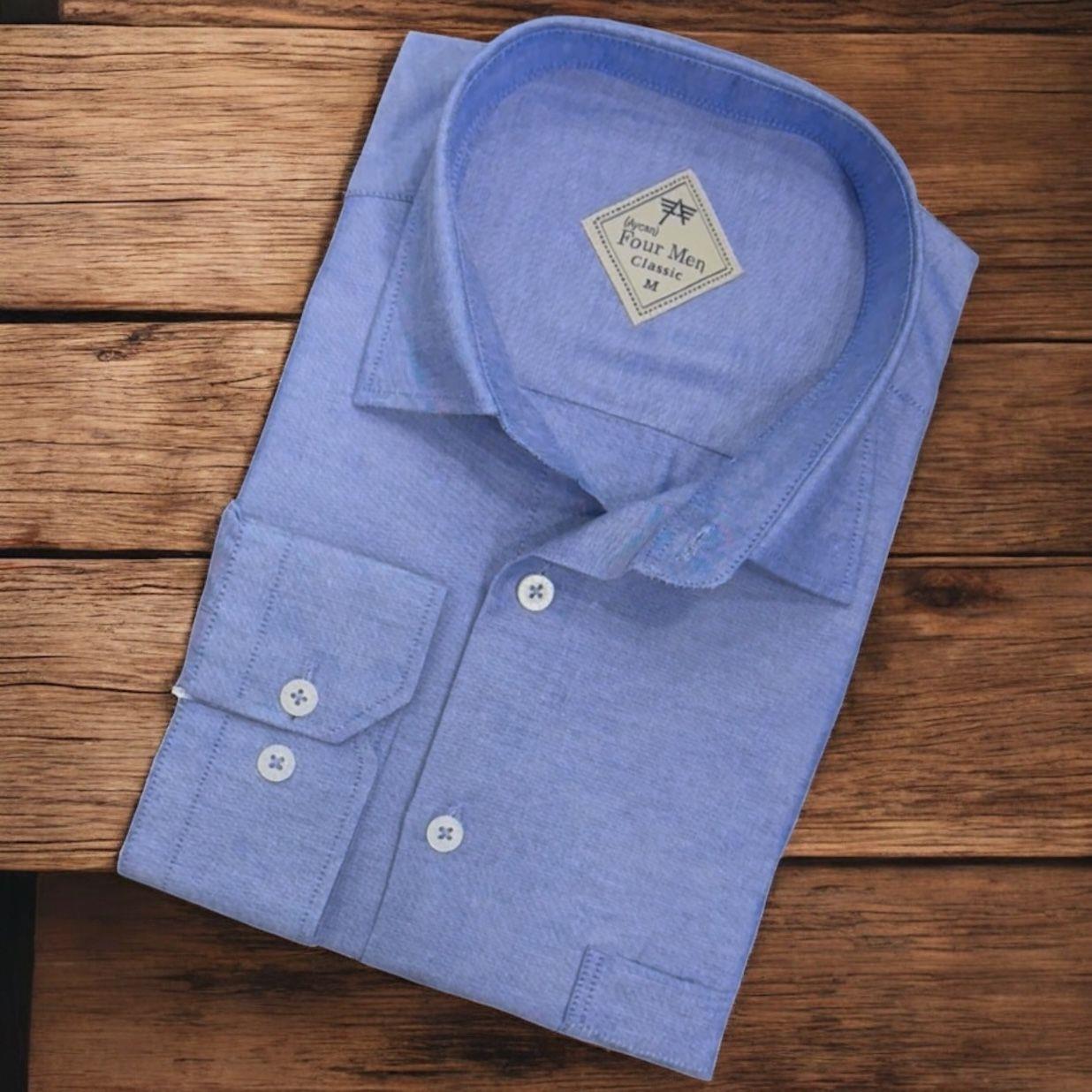Linen Keten Klasik Uzun Kollu Terletmeyen Mavi Erkek Gömlek (Regular Kalıp)