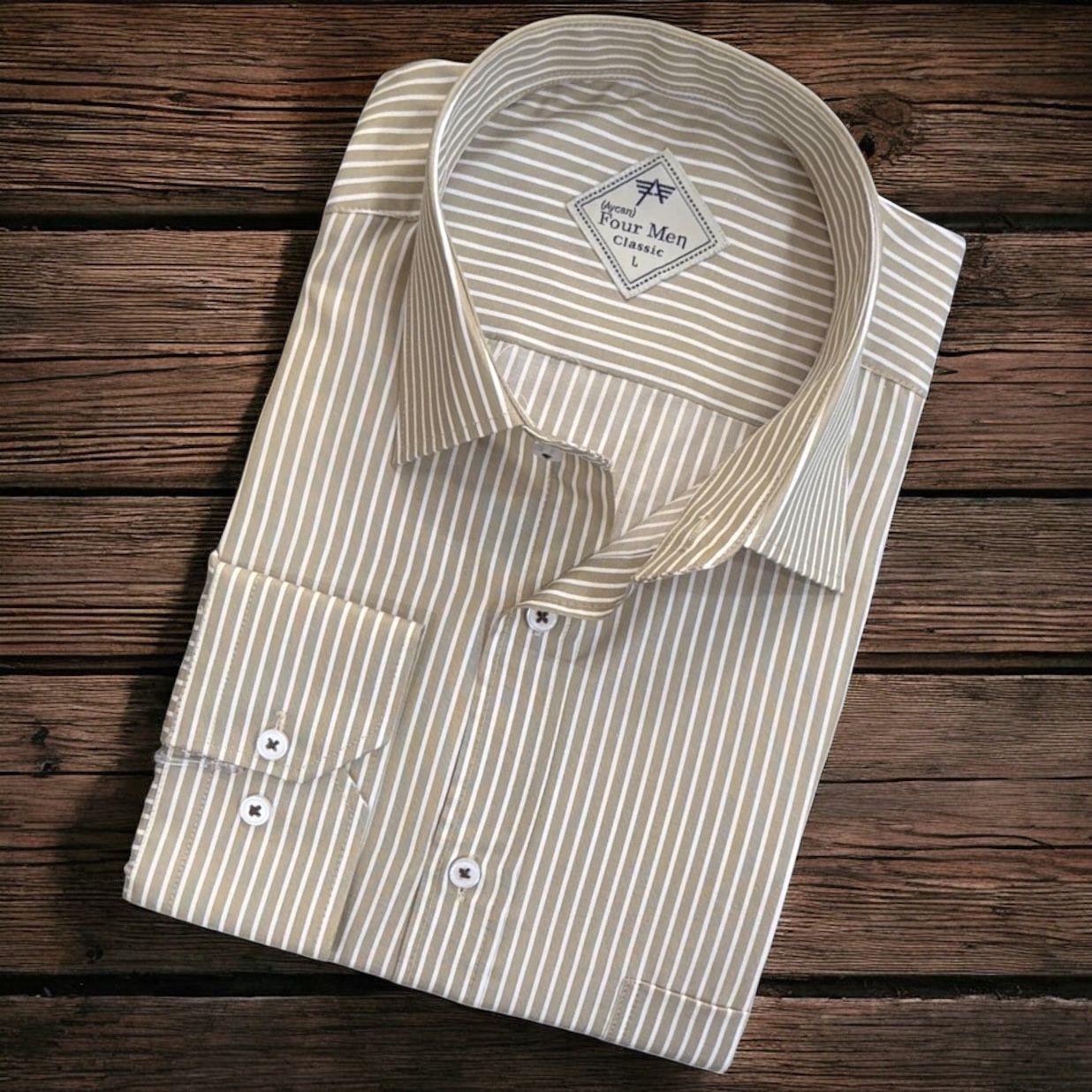 Linen Keten Klasik Uzun Kollu Terletmeyen Camel Erkek Gömlek (Regular Kalıp)