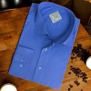 Linen Keten Slim Fit %100 Cotton Uzun Kollu Terletmeyen Mavi Gömlek 