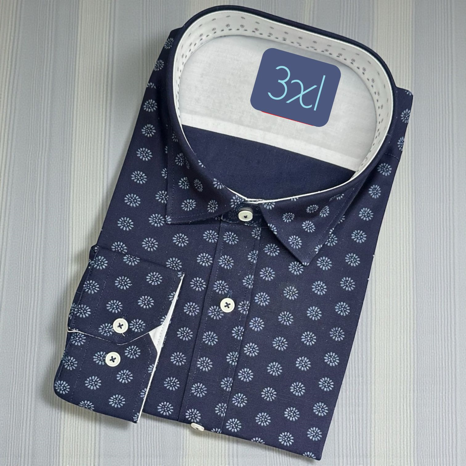 Linen Uzun Kol Pamuklu Yakası Gizli Düğmeli Gömlek (Slim Fit Kalıp)