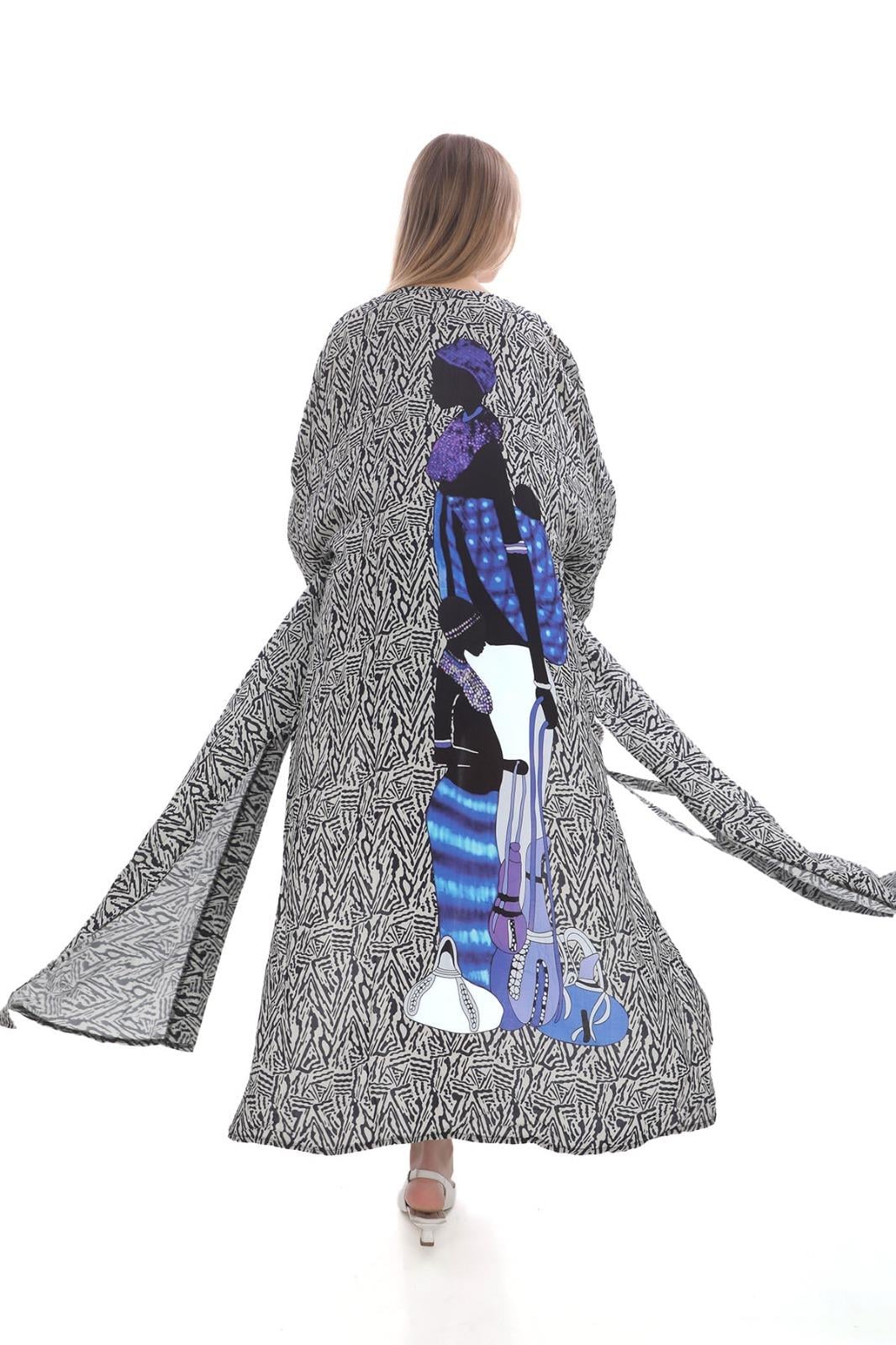 ÖZEL TASARIM FEMİNE BAĞLAMA DETAY BOHO KİMONO & KAFTAN