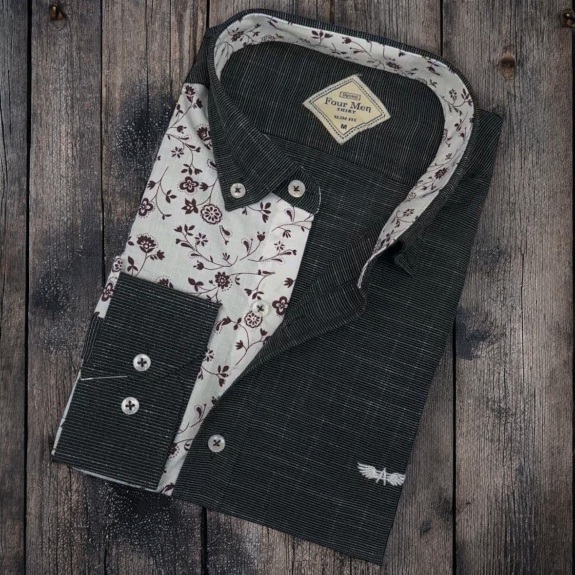 Pamuklu Antrasit Uzun Kollu Erkek Gömlek (Slim Fit Kalıp)