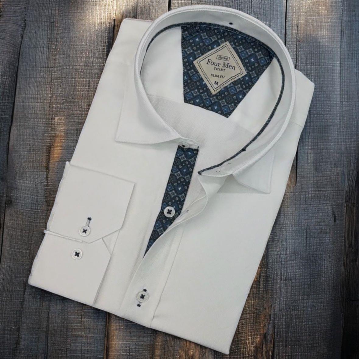 Pamuklu Beyaz Uzun Kollu Erkek Gömlek (Slim Fit Kalıp)