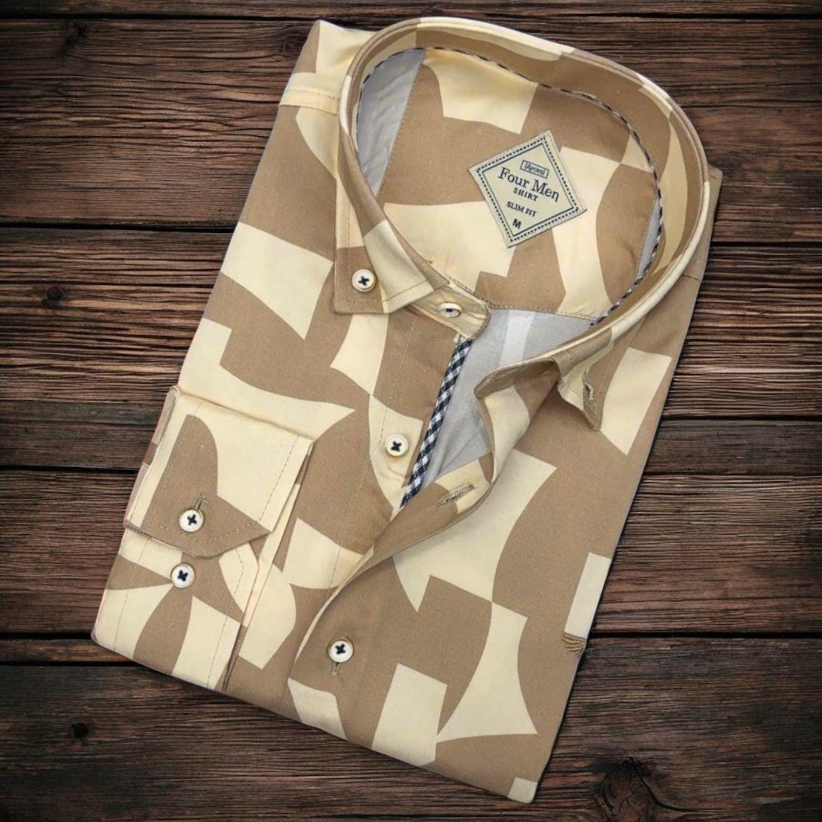 Pamuklu Capuccino Uzun Kollu Erkek Gömlek (Slim Fit Kalıp)