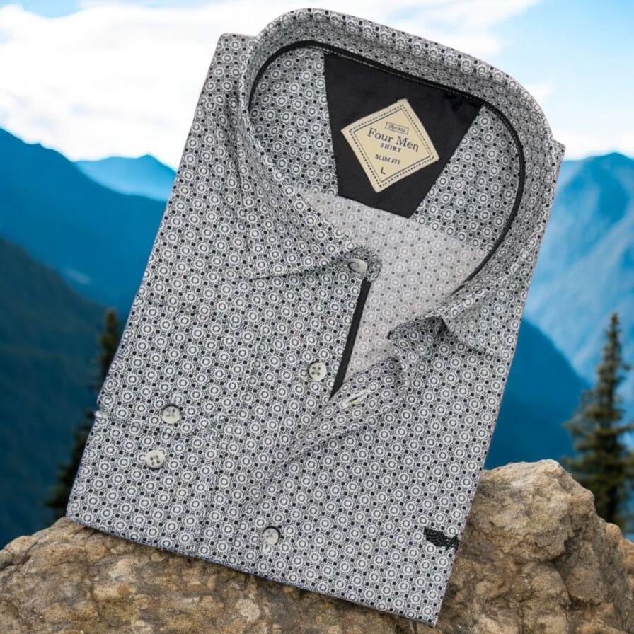 Pamuklu Gri Uzun Kollu Erkek Gömlek (Slim Fit Kalıp)
