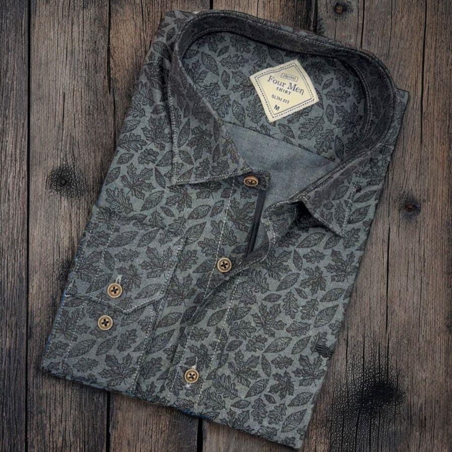 Pamuklu Gri Uzun Kollu Erkek Gömlek (Slim Fit Kalıp)