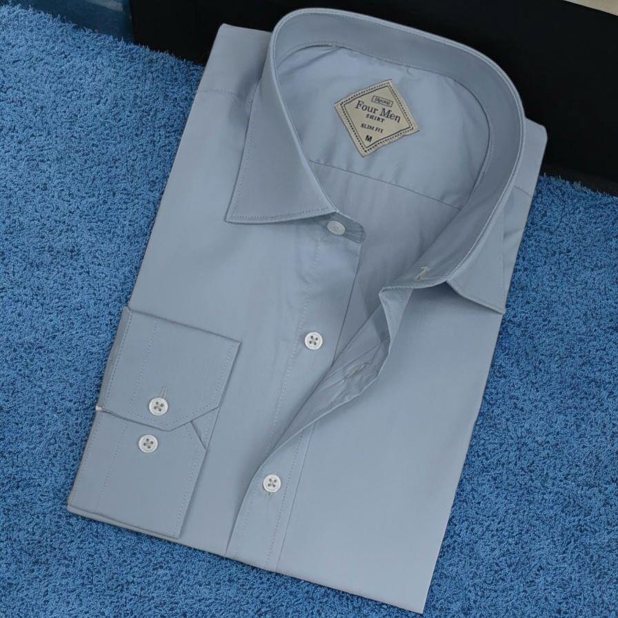 Pamuklu Mavi Uzun Kollu Erkek Gömlek (Slim Fit Kalıp)