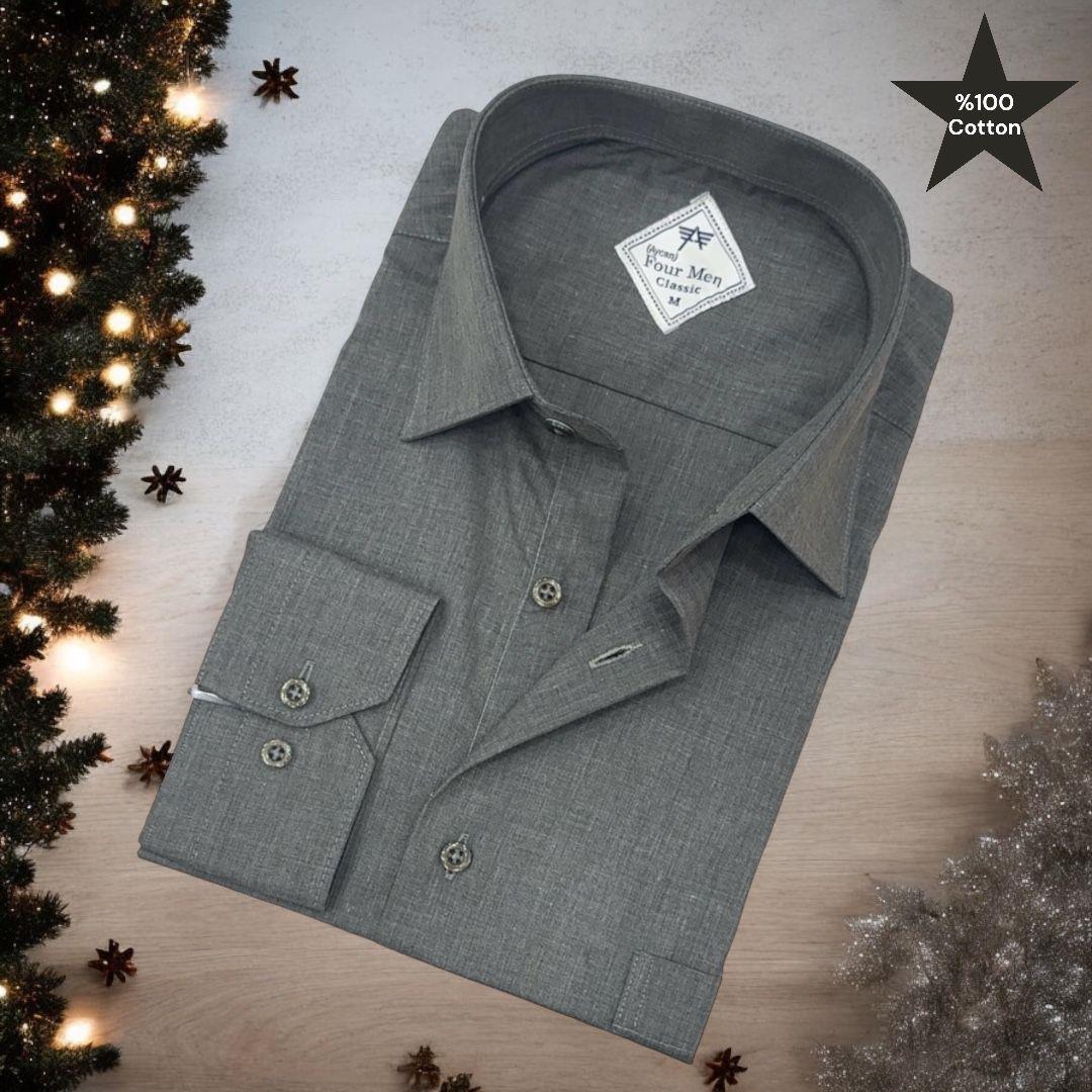 Pamuklu Oxford Uzun Kollu Unisex Gömlek (Slim Fit)