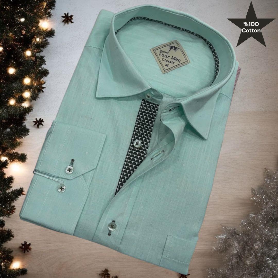 Pamuklu Oxford Uzun Kollu Unisex Gömlek (Slim Fit)