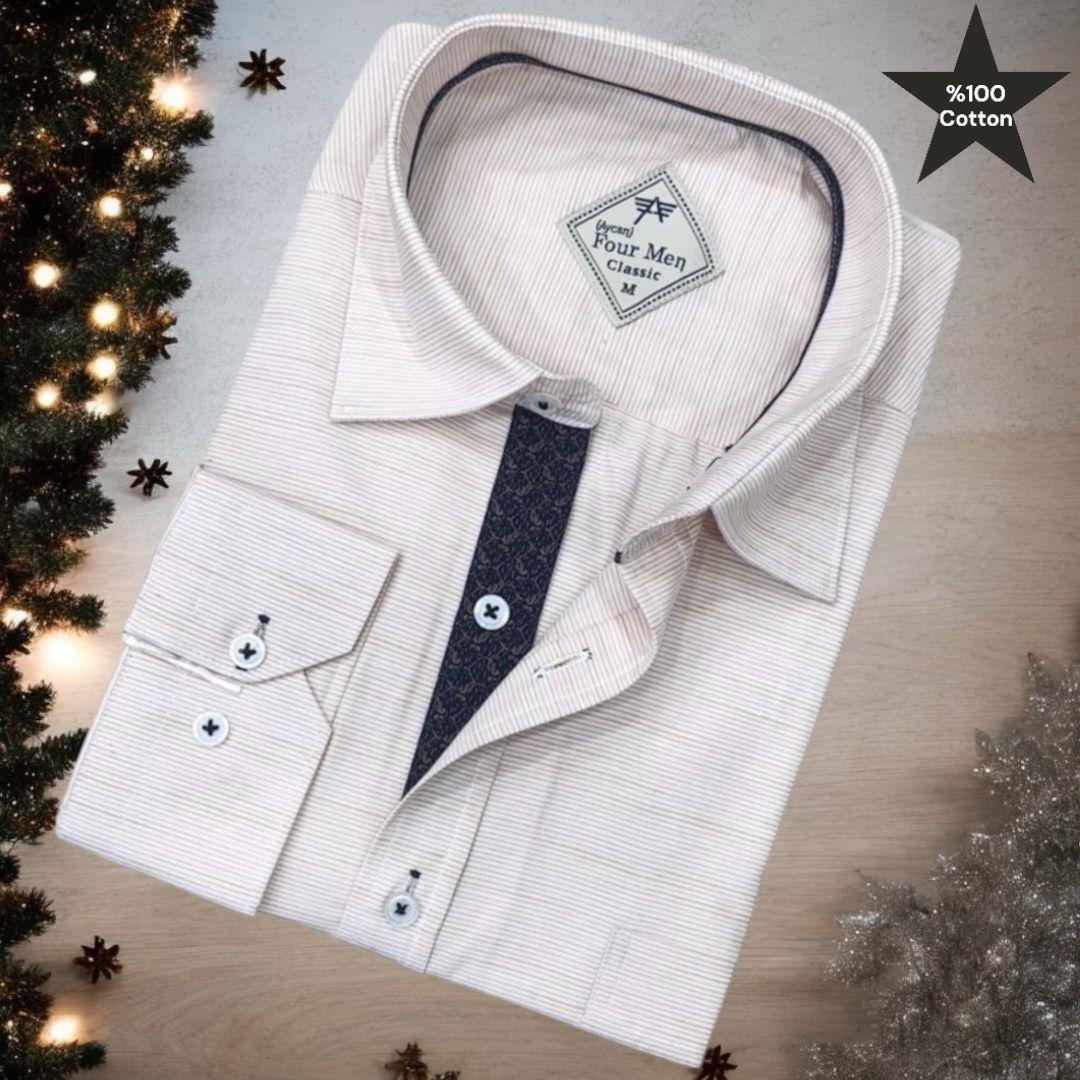 Pamuklu Oxford Uzun Kollu Unisex Gömlek (Slim Fit)