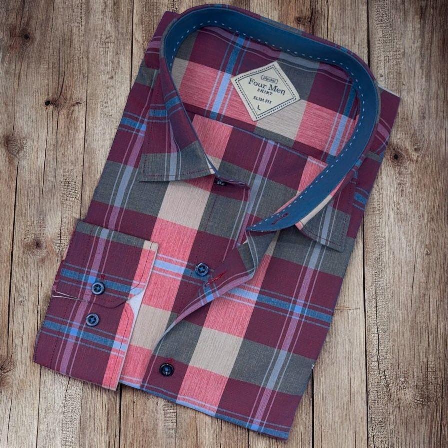 Pamuklu Pembe Uzun Kollu Erkek Gömlek (Slim Fit Kalıp)