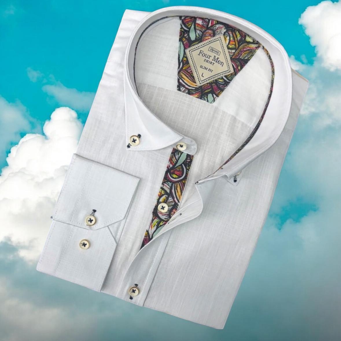 Pamuklu Uzun Kollu Beyaz Erkek Gömlek (Slim Fit Kalıp)