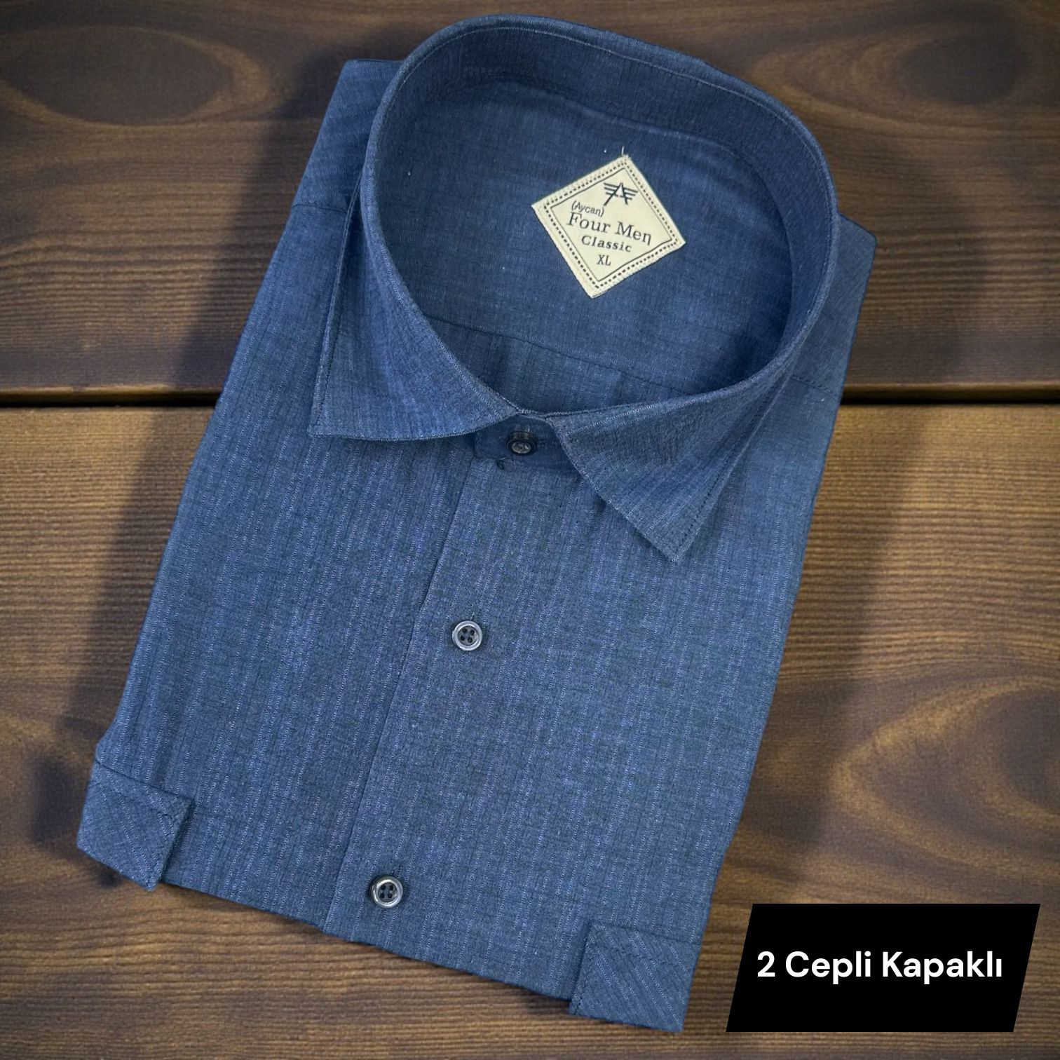 Pamuklu Uzun Kollu Çift Cepli Kapaklı Gömlek (Regular Kalıp)